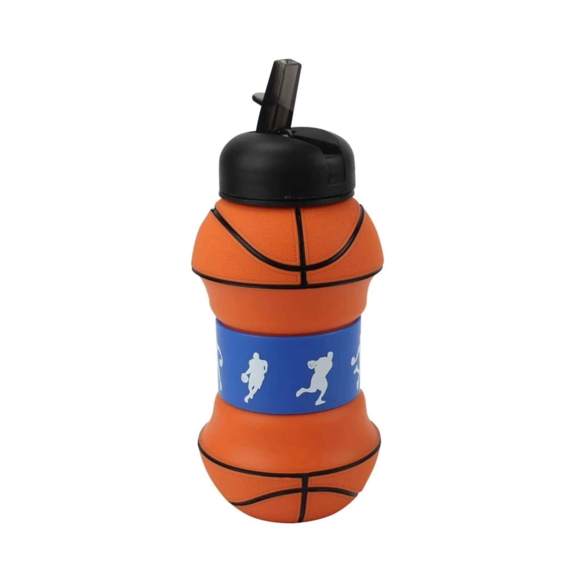 Garrafa Squeeze Silicone Retrátil Dobrável Bola de Basquete 550ml Futebol e Magia - R3590