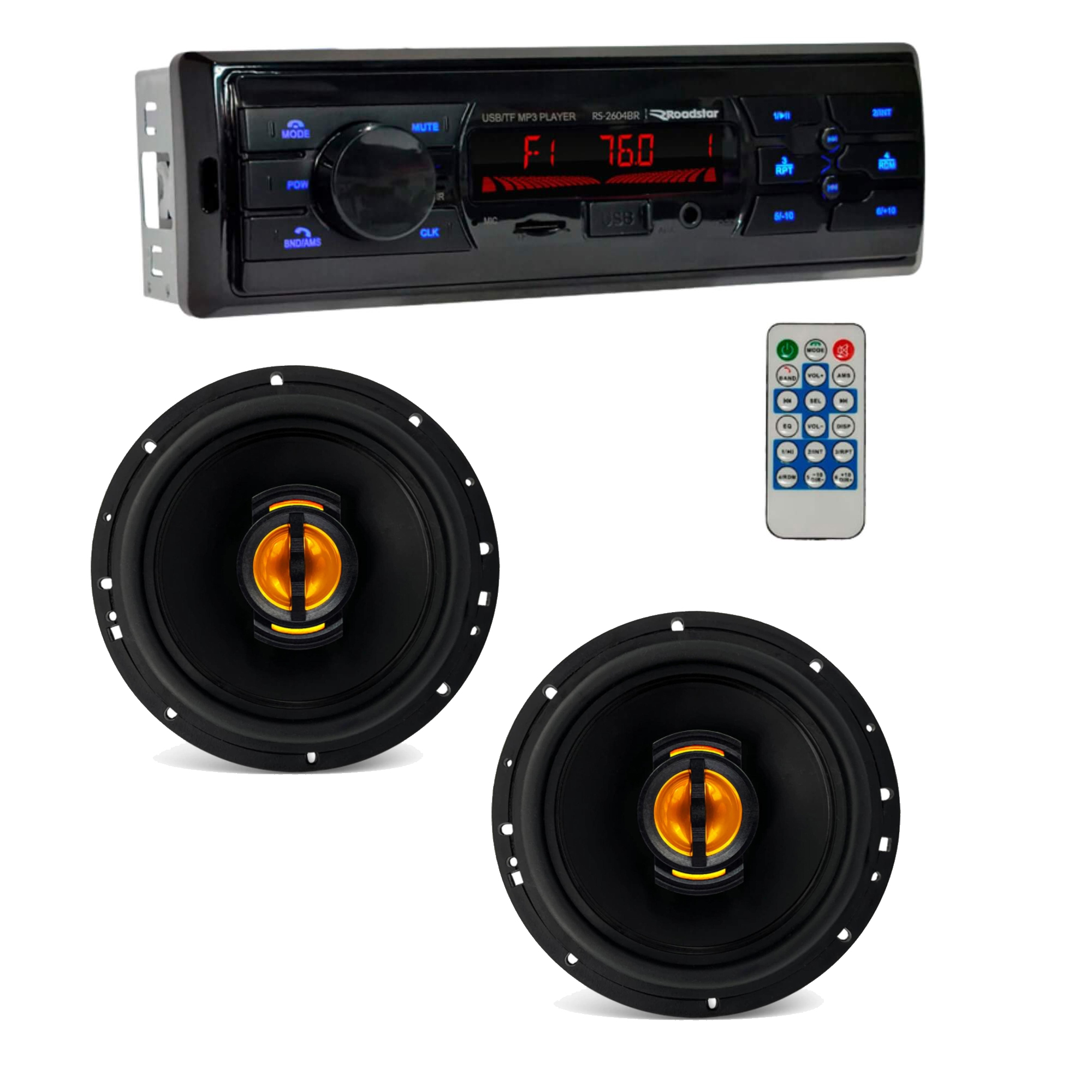 COMP Aparelho Som Mp3 Radio Bluetooth + 2 Auto Falante 6 Pol 110w
