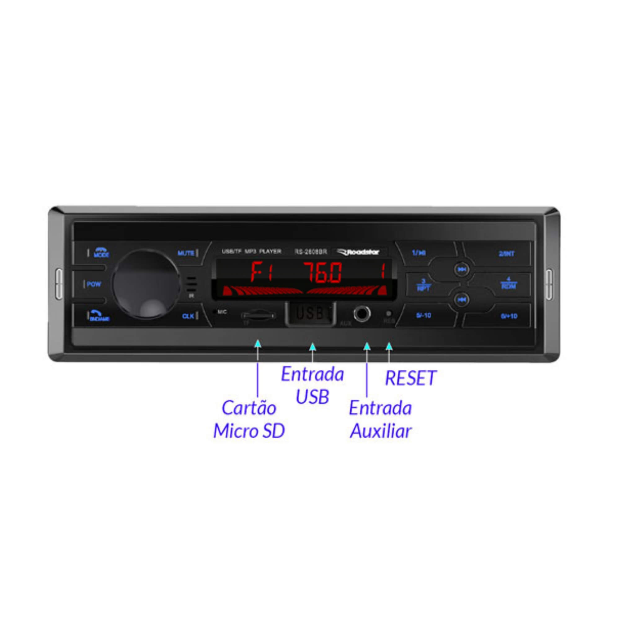 COMP Aparelho Som Mp3 Radio Bluetooth + 2 Auto Falante 6 Pol 110w
