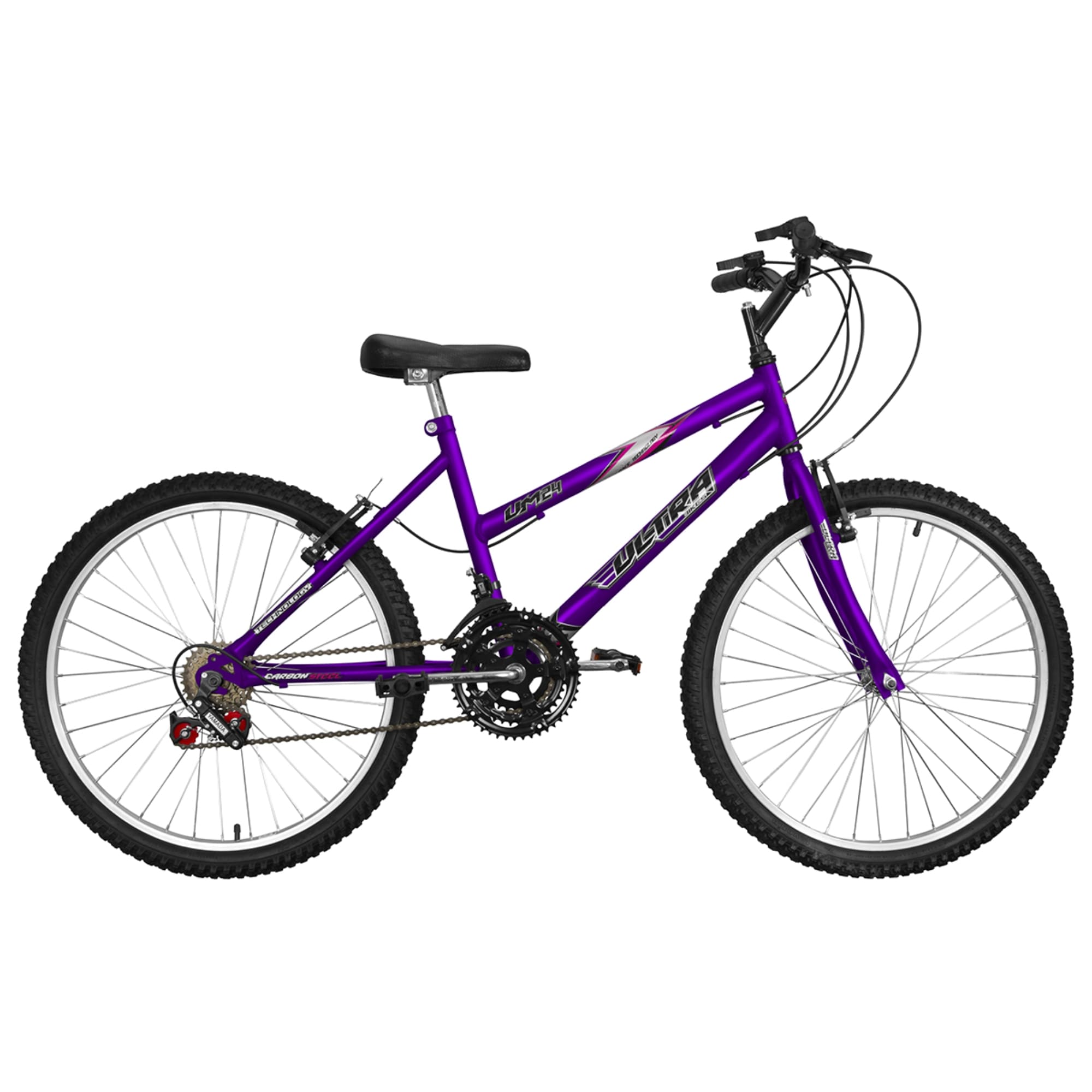 COMP Bicicleta Ultra Bikes Feminina Aro 24" Lilás 18 Marchas + Capa Impermeável para Celular