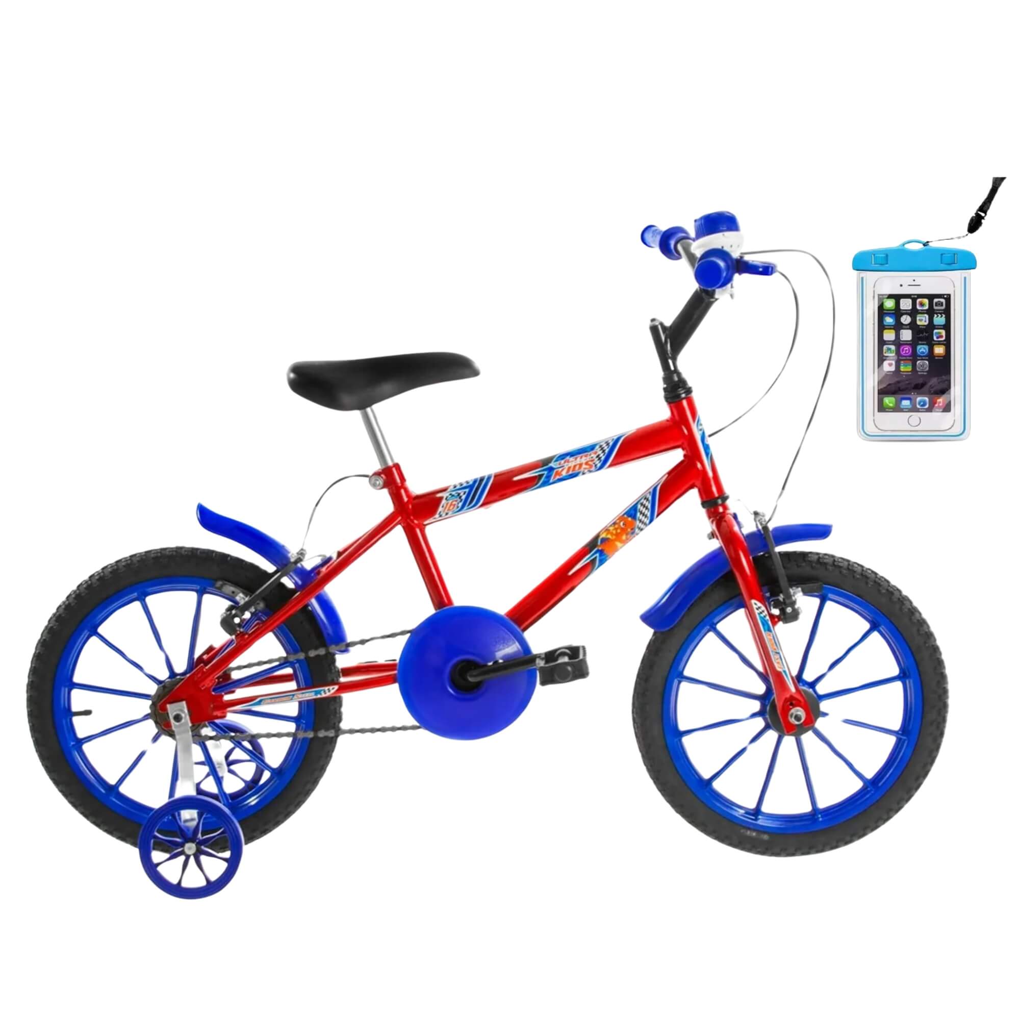 COMP Bicicleta Infantil Ultra Bikes Aro 16" + Capa Impermeável para Celular