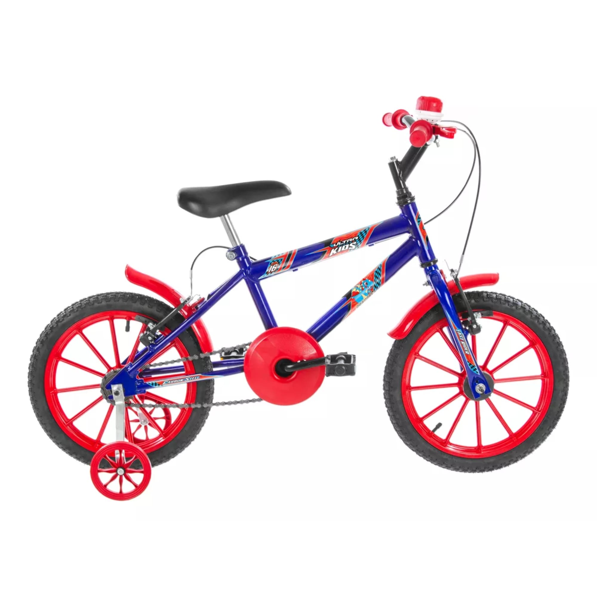 COMP Bicicleta Infantil Ultra Bikes Aro 16" Azul/Vermelho + Capa Impermeável para Celular