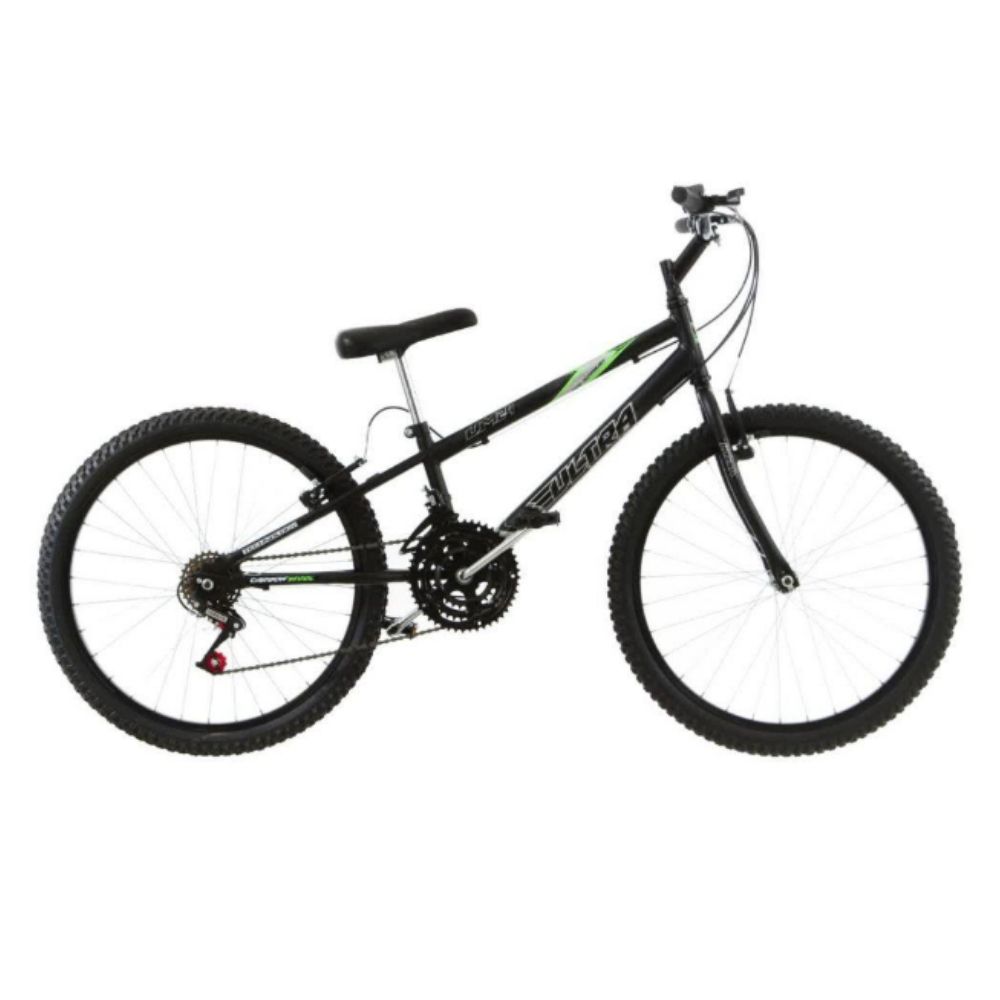 COMP Bicicleta Ultra Bikes Aro 24" Preta Fosca 18 Marchas + Capa Impermeável para Celular