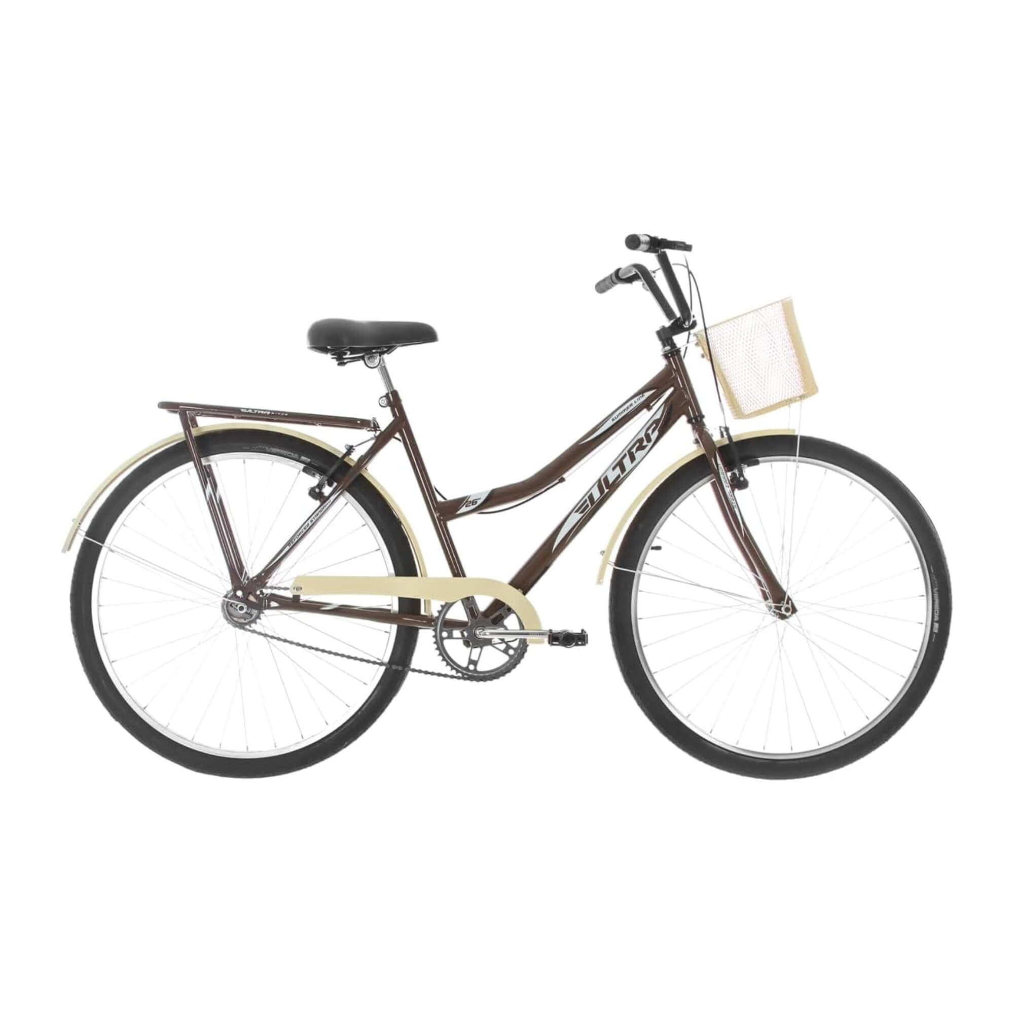 COMP Bicicleta Retrô Ultra Bikes Summer Vintage Aro 26" Marrom + Capa Impermeável para Celular