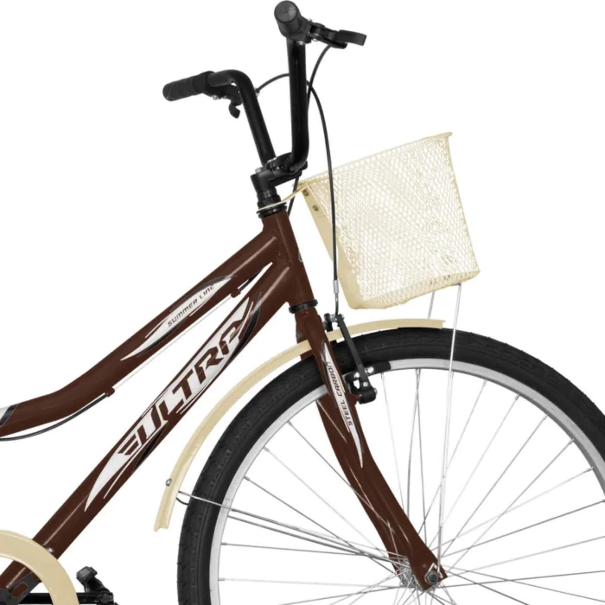 COMP Bicicleta Retrô Ultra Bikes Summer Vintage Aro 26" Marrom + Capa Impermeável para Celular