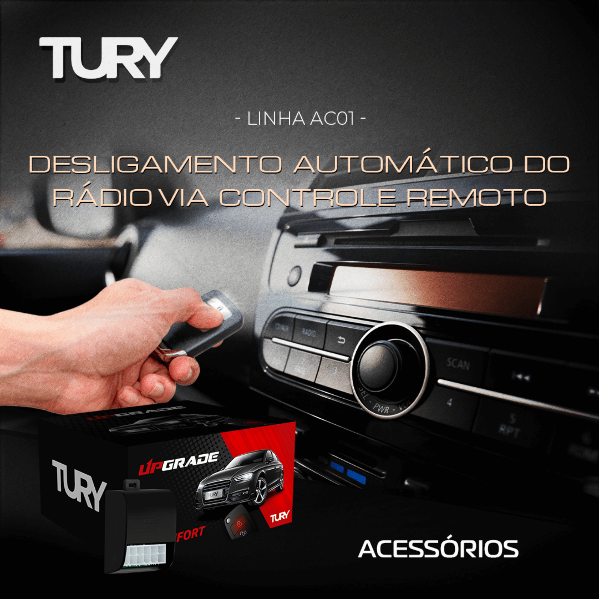 Módulo Desliga Rádio para c/ Tiggo 3, Montana, Celta, Onix, Corsa, New Fiesta Tury - AC01
