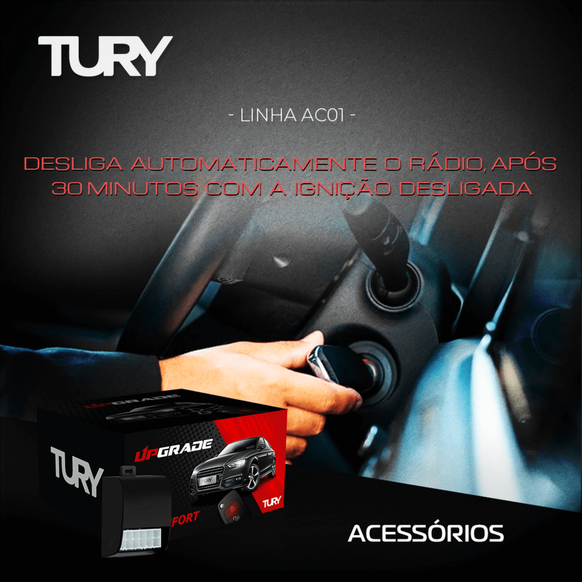 Módulo Desliga Rádio para c/ Tiggo 3, Montana, Celta, Onix, Corsa, New Fiesta Tury - AC01