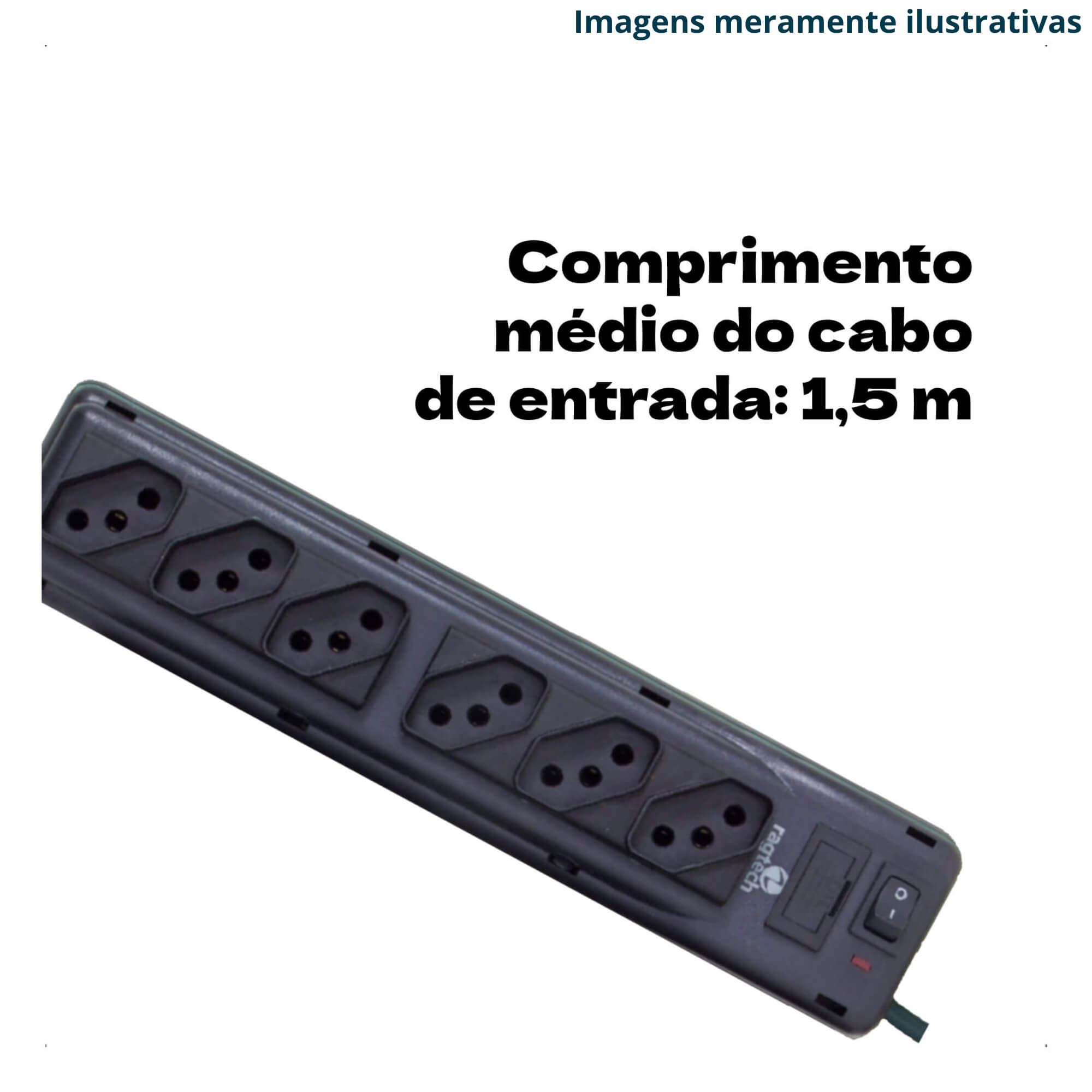 COMP Kit c/ 5 Filtro De Linha Home 6 Tomadas NBR Bivolt 115-127-220V 50-60hz 1,50M - Ragtech 2040
