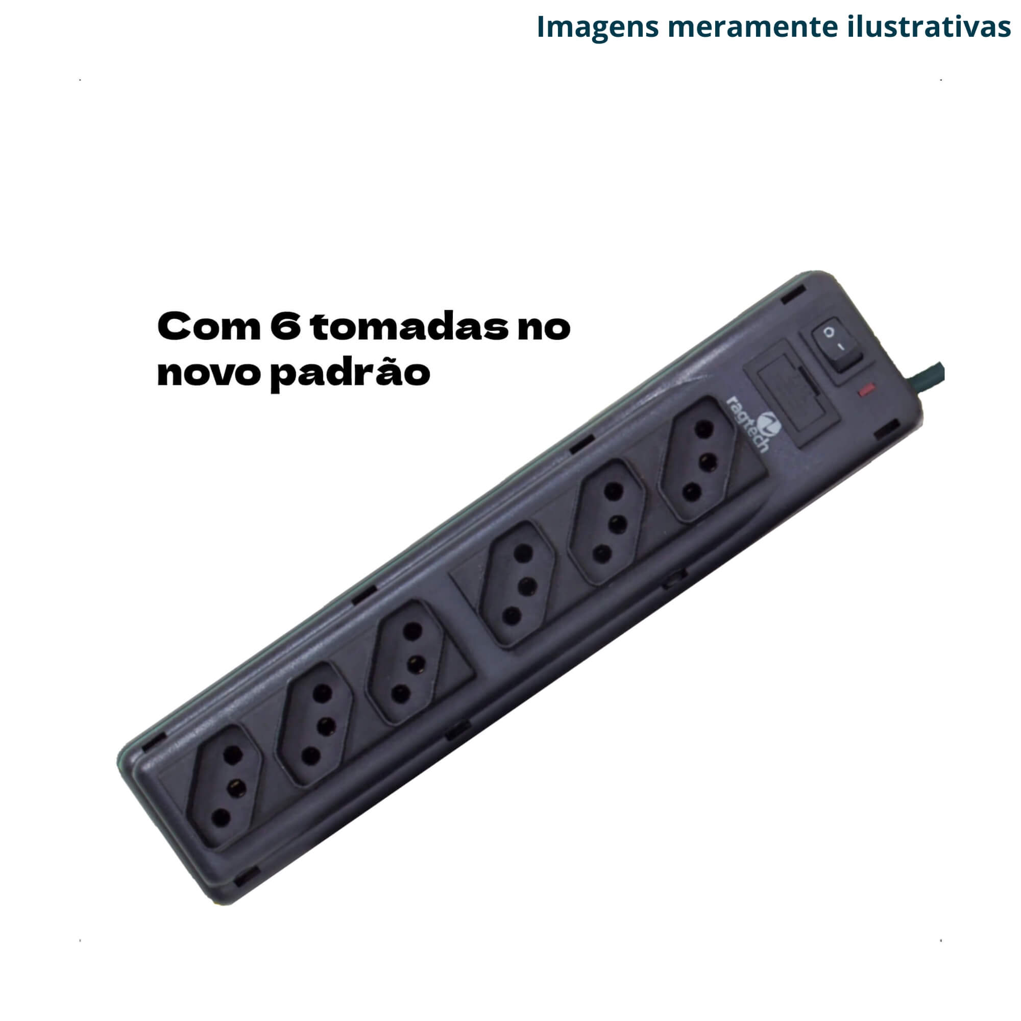 COMP Kit c/ 5 Filtro De Linha Home 6 Tomadas NBR Bivolt 115-127-220V 50-60hz 1,50M - Ragtech 2040