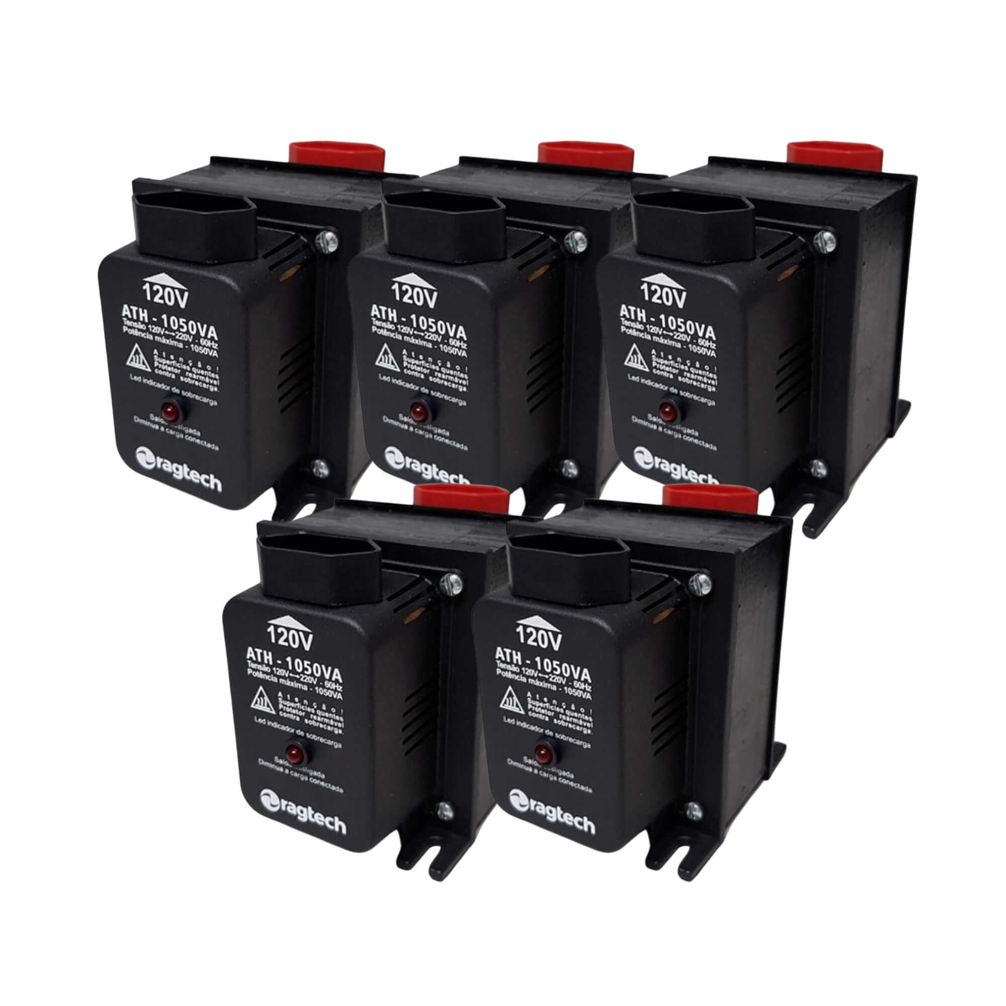 COMP Kit c/ 5 Auto Transformador de Voltagem 1050VA 50-60HZ Bivolt 20ATH4473 - Ragtech