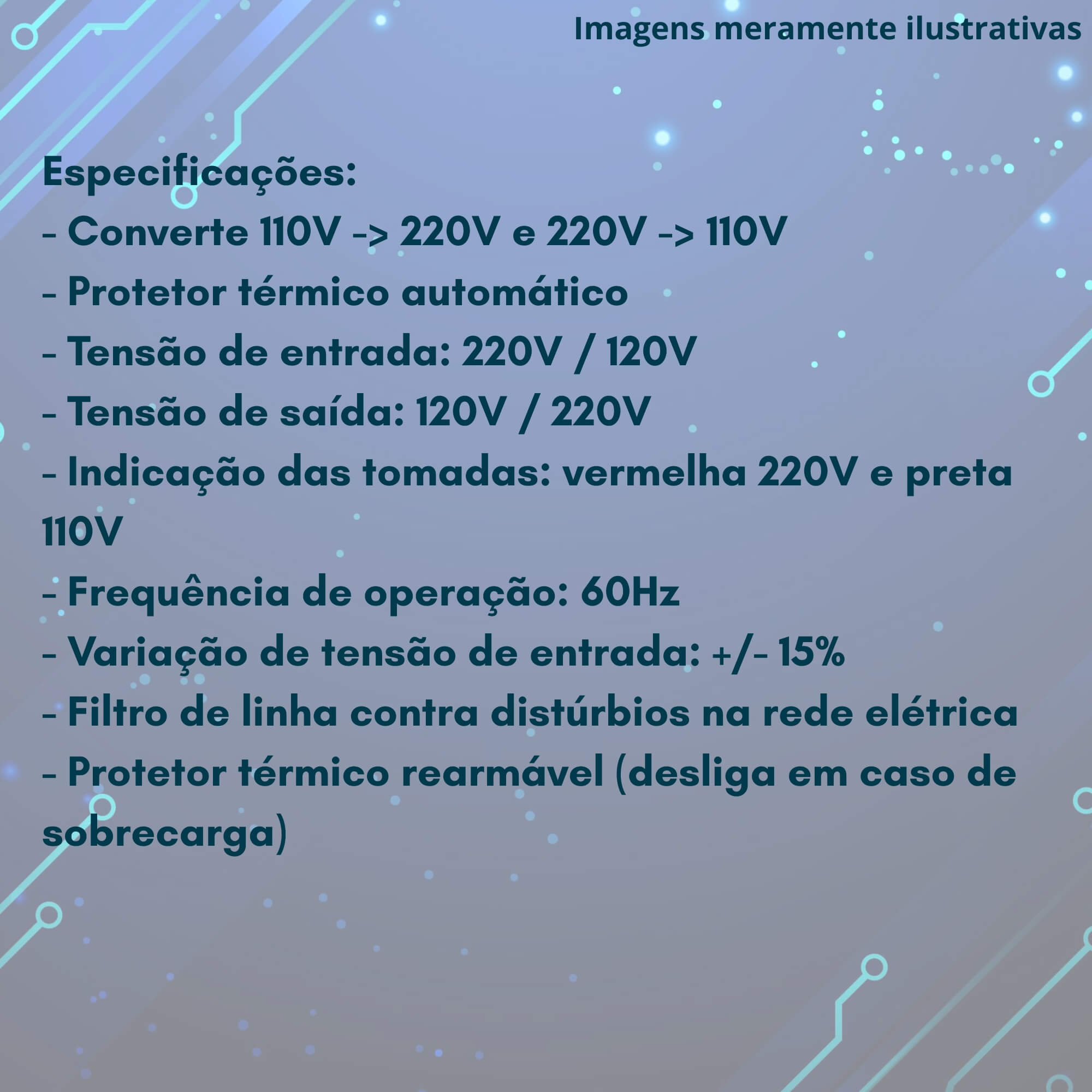 COMP Kit c/ 5 Auto Transformador de Voltagem 1050VA 50-60HZ Bivolt 20ATH4473 - Ragtech