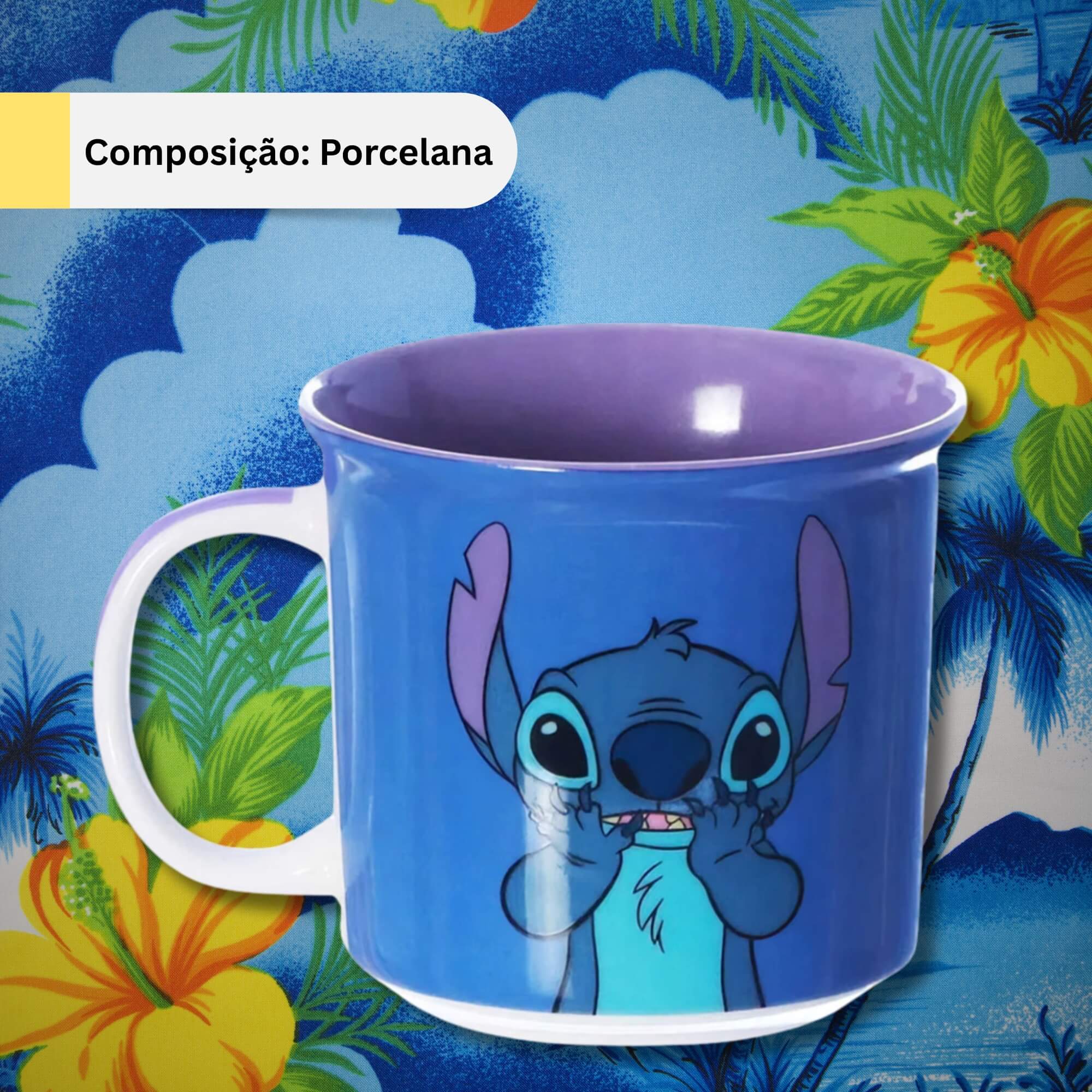 Caneca Porcelana Stitch Kauai Hawaii 350ml Zona Criativa - 10025140
