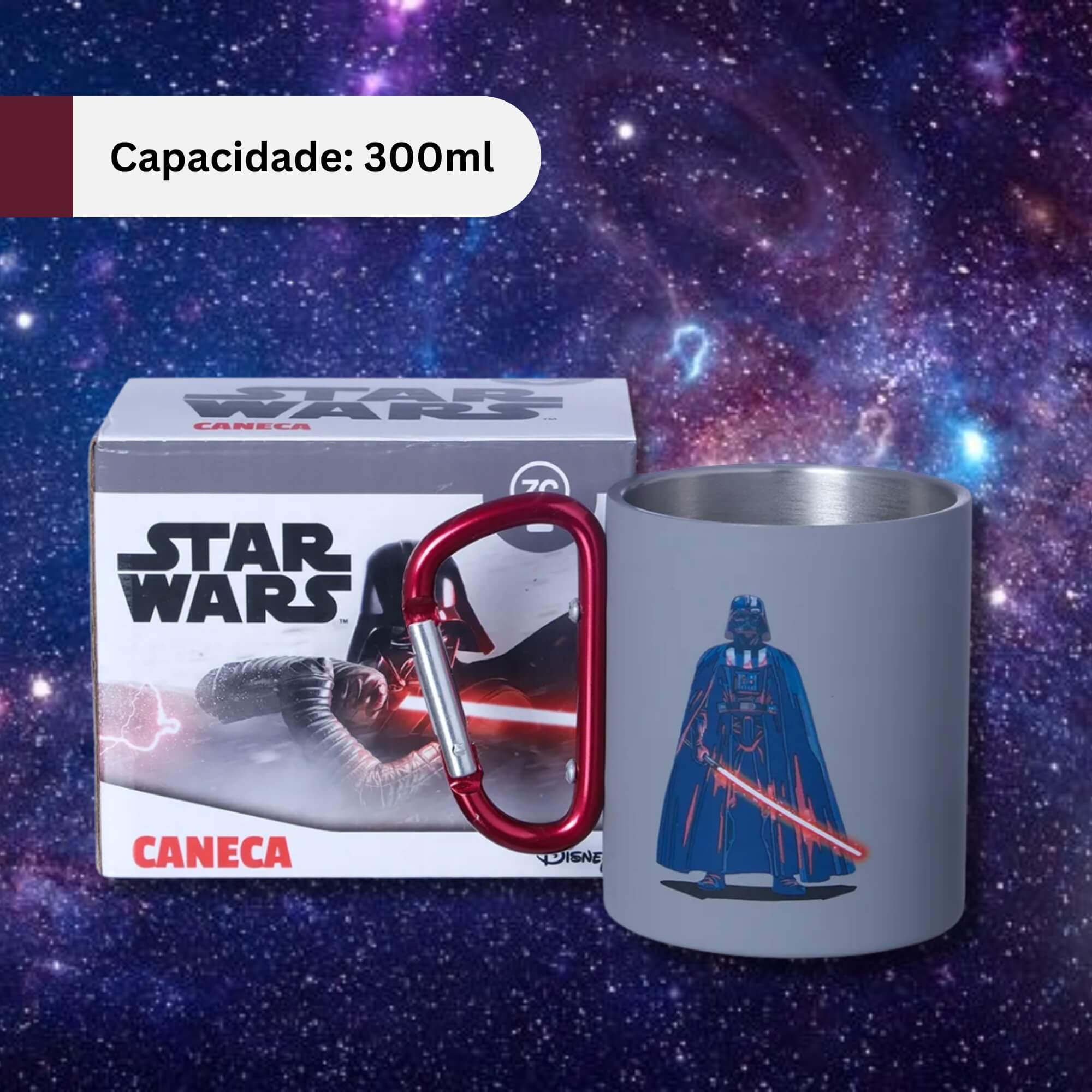 Caneca Mosquetão 300ml Darth Vader - Star Wars Zona Criativa - 10025165