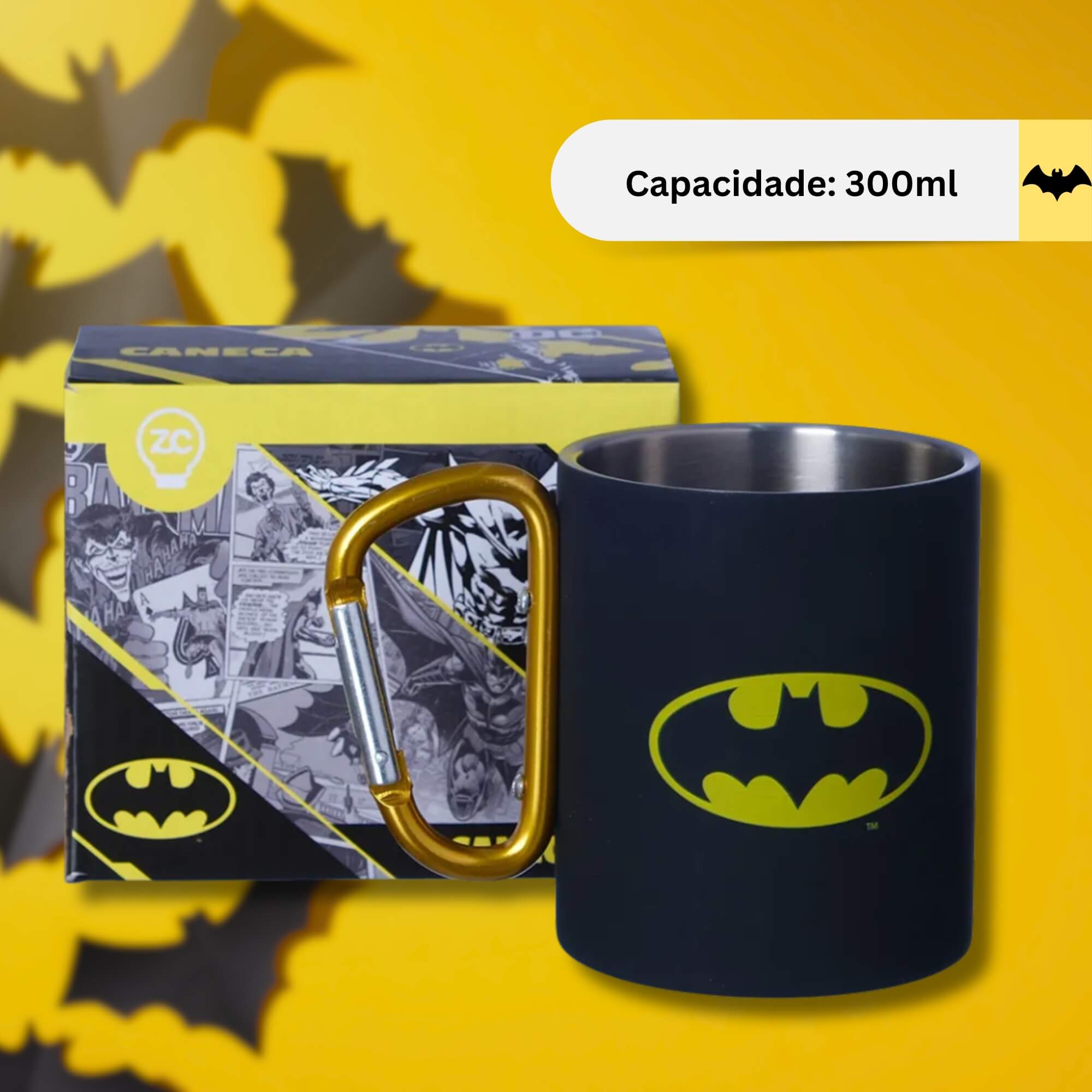 Caneca Mosquetão 300ml Batman Zona Criativa - 10025274