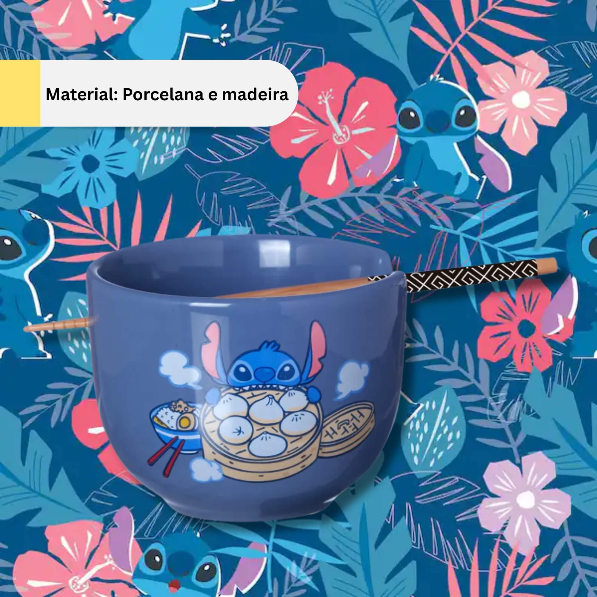 Bowl 500ml com Hashi Stitch Disney Zona Criativa - 10025519
