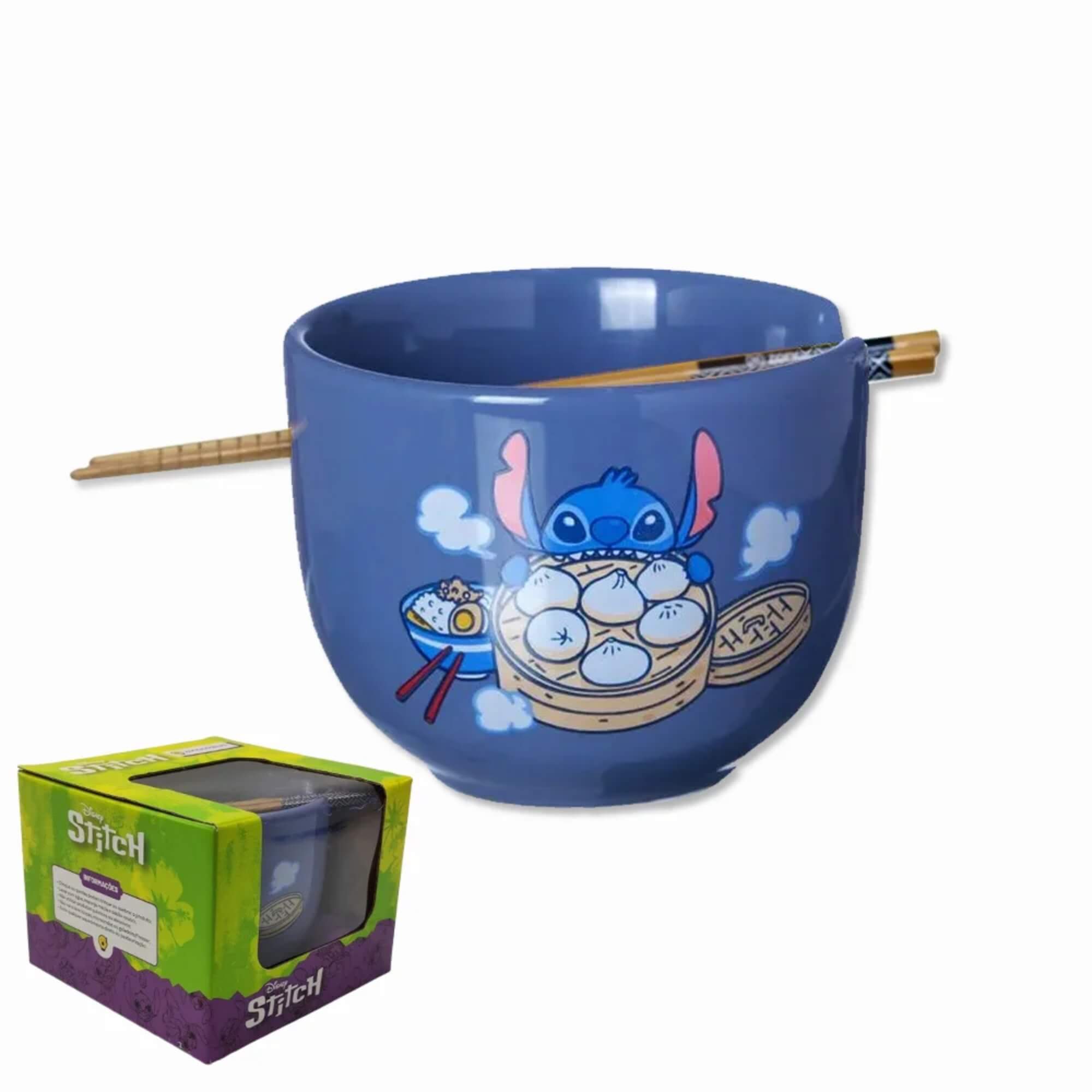 Bowl 500ml com Hashi Stitch Disney Zona Criativa - 10025519