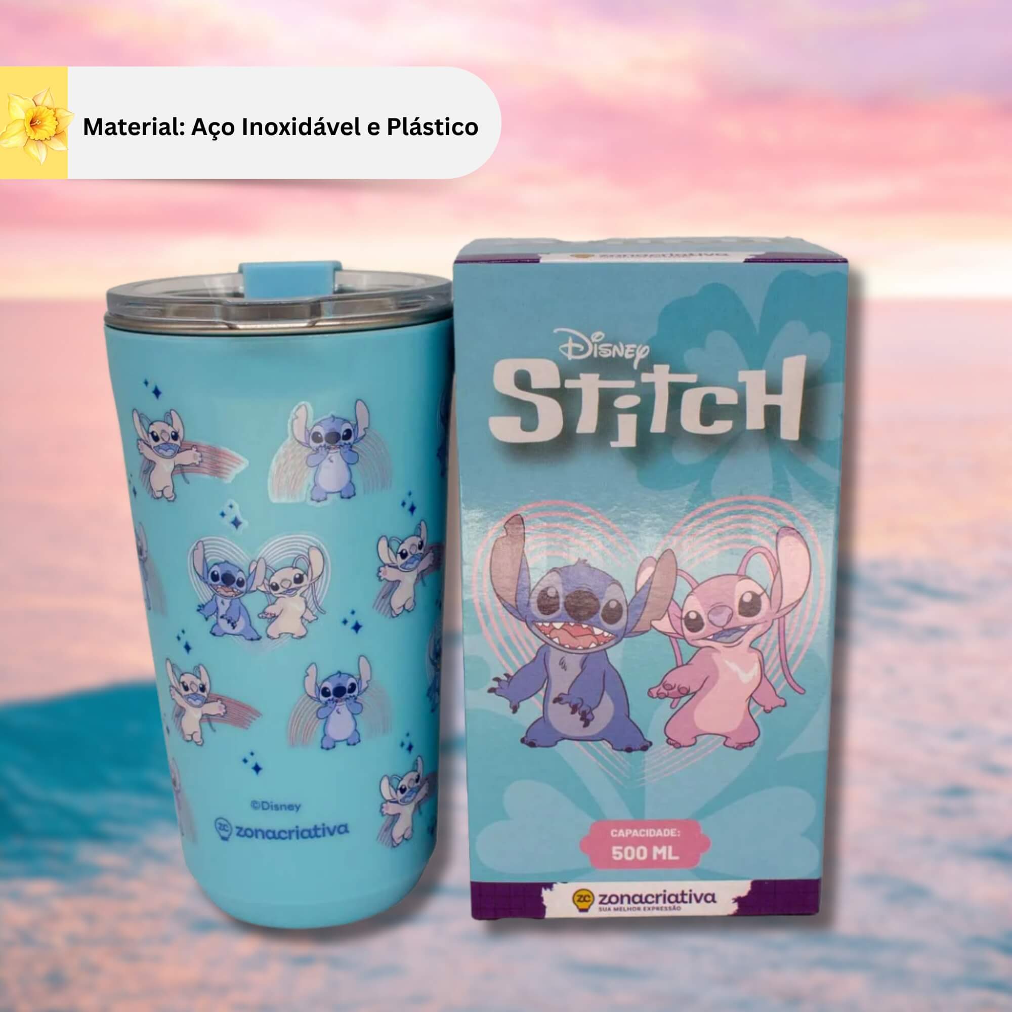 Copo Sky Stitch Namorados 500ml Zona Criativa - 10025652