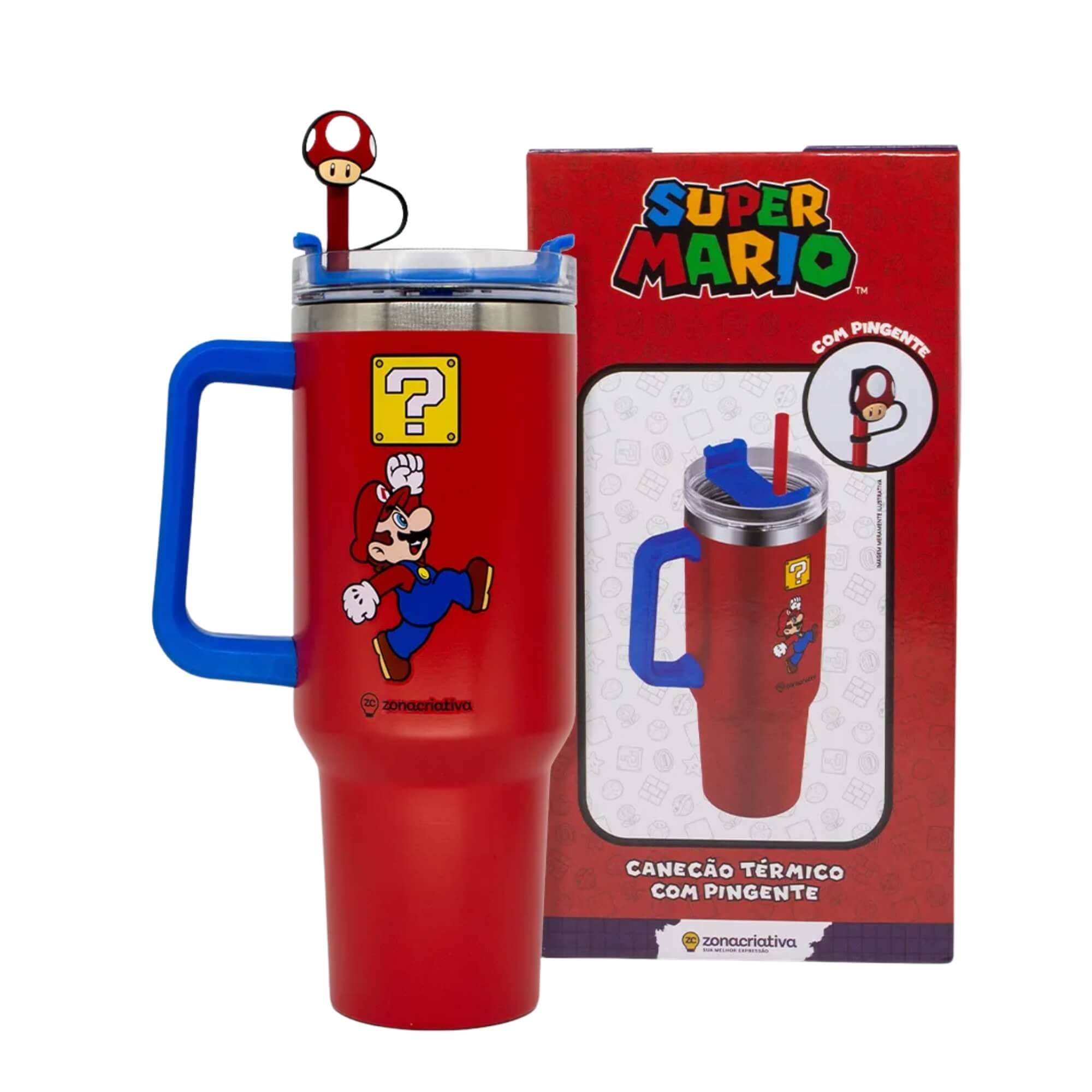 Canecão Tumbler c/ Pingente 1,15L Super Mario Zona Criativa - 10025746