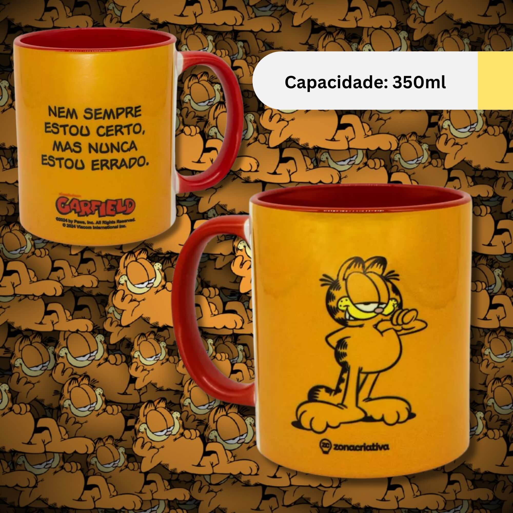 Caneca Pop 350ml Garfield Estou Certo Zona Criativa - 10025814