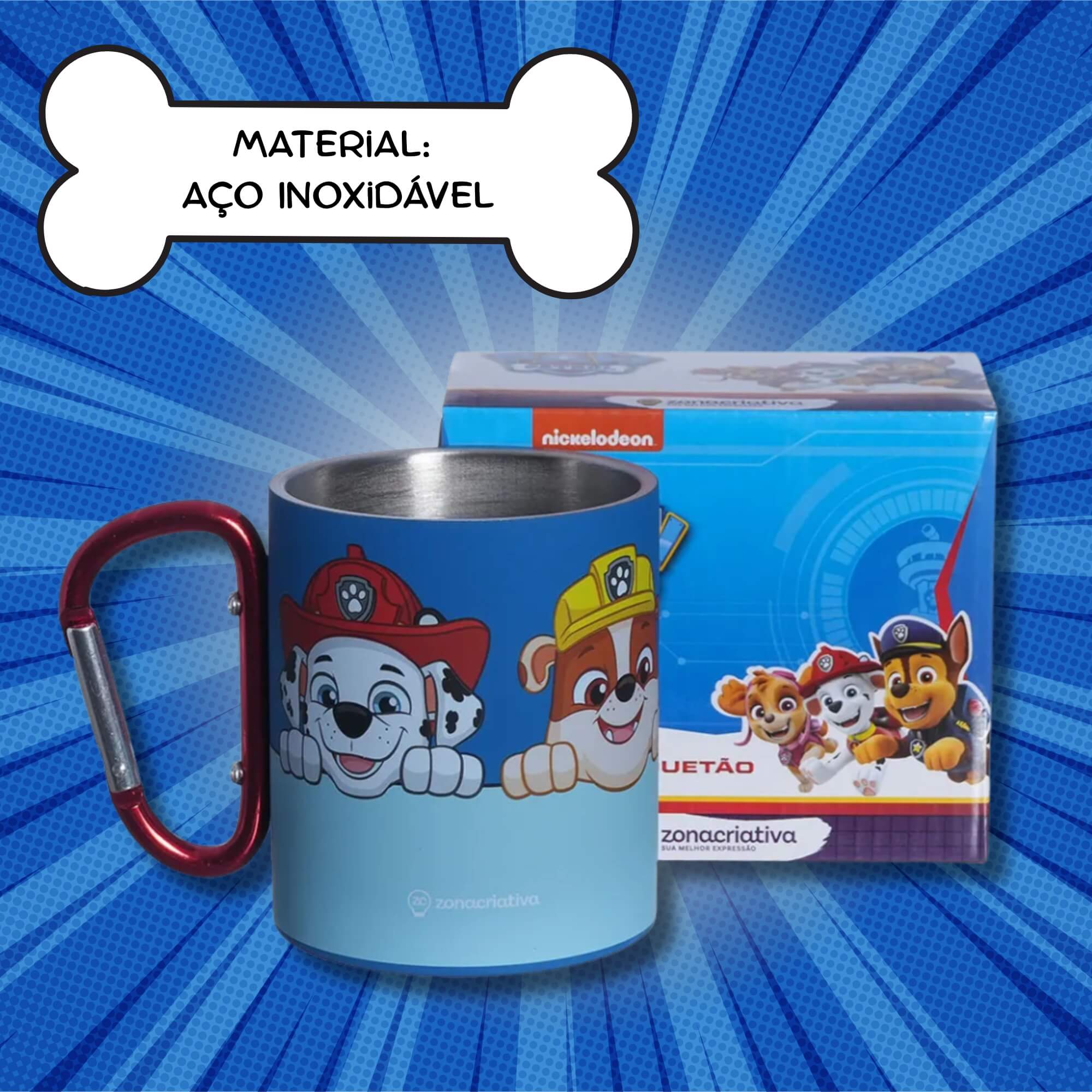 Caneca Mosquetão 300ml Patrulha Canina Zona Criativa - 10025879