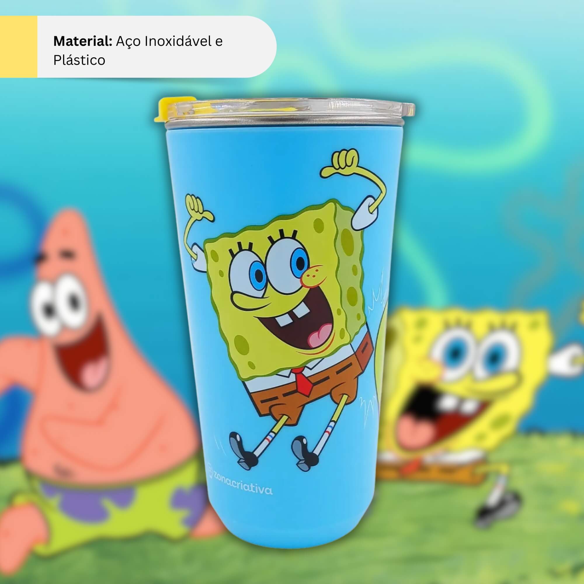 Copo Sky 500ml Bob Esponja e Patrick Zona Criativa - 10025984