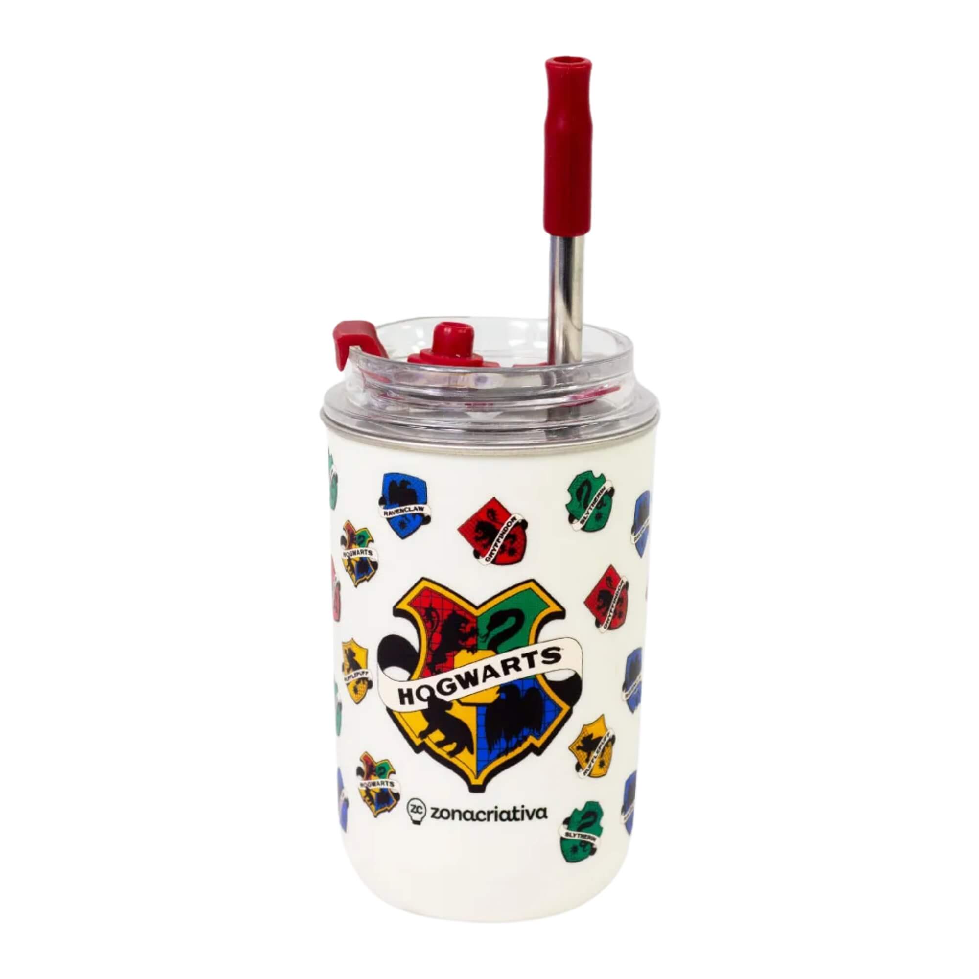 Copo Neo com Canudo 300ml Hogwarts Zona Criativa - 10026010