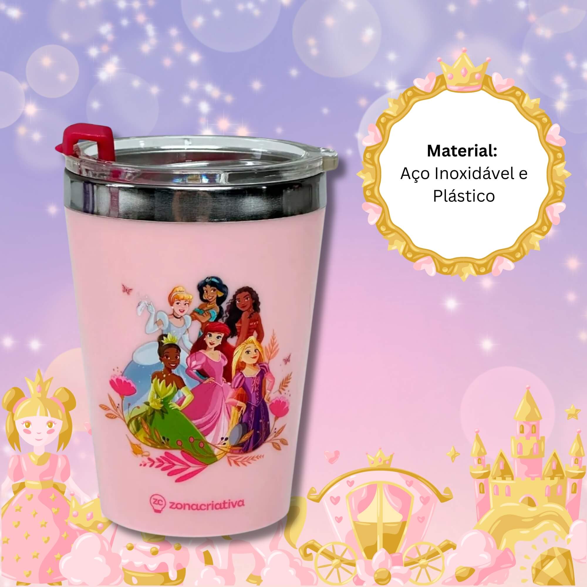 Copo Viagem Snap 300ml Princesas - Seja Você Zona Criativa - 10026057