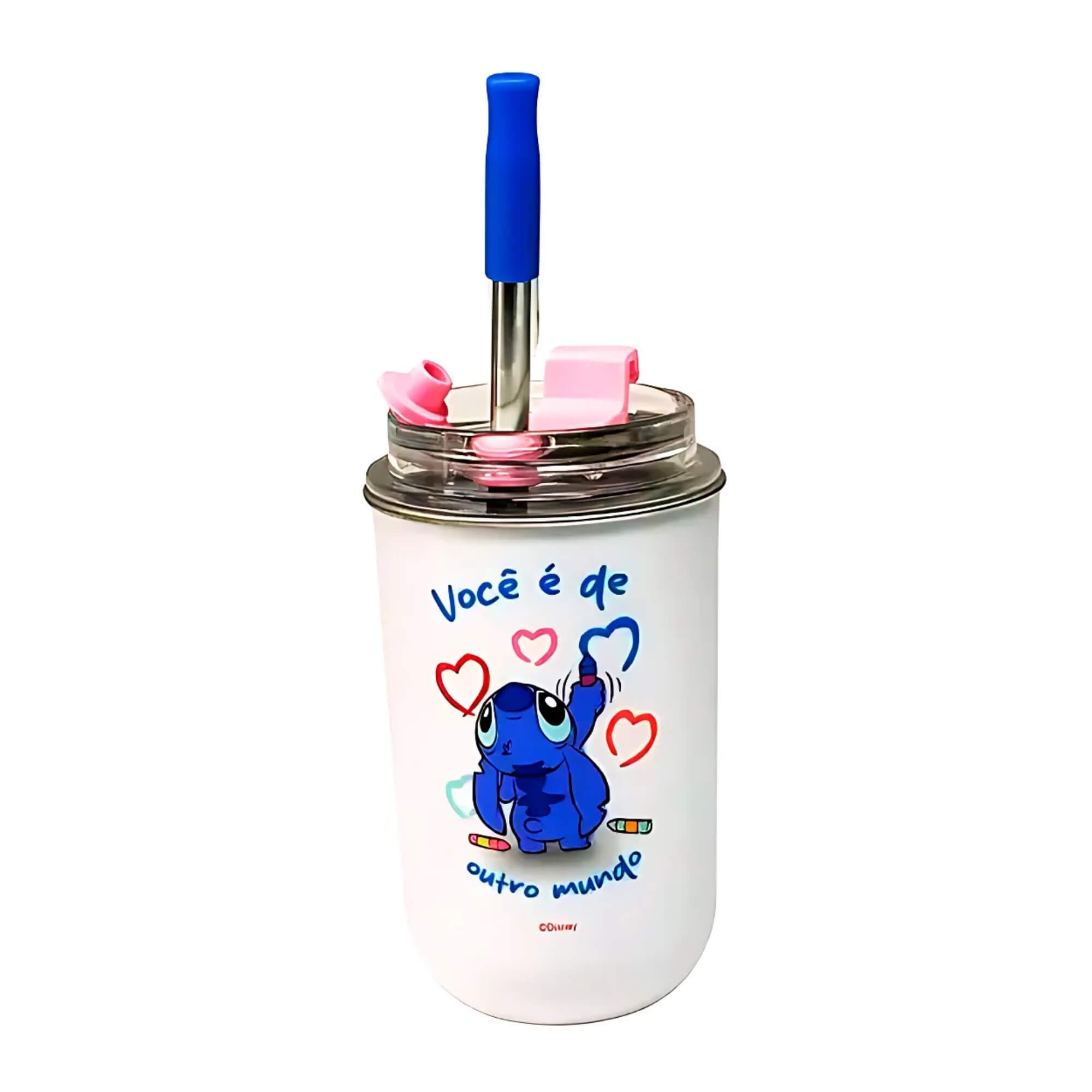 Copo Neo c/ Canudo 300ml Stitch e Angel Namorados Zona Criativa - 10026386