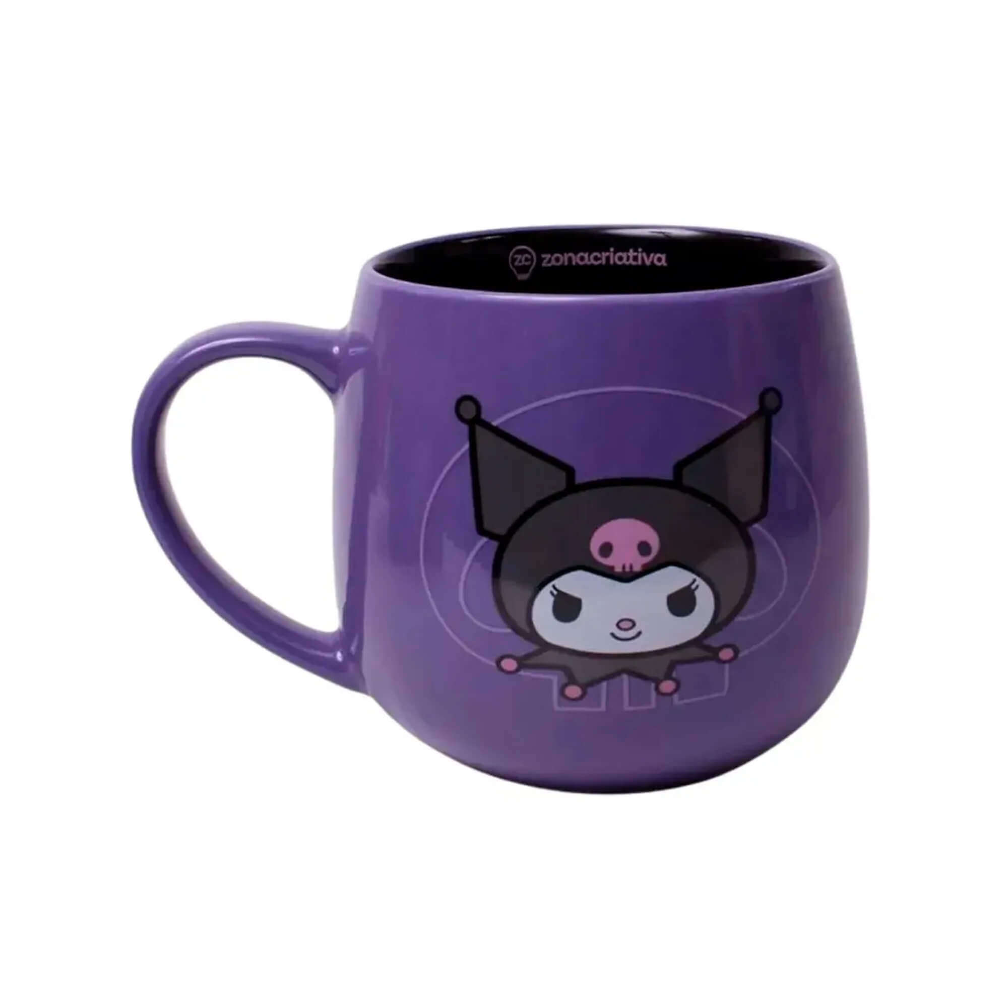 Caneca Maggie 400ml em Cerâmica Kuromi Coração Zona Criativa - 10026423