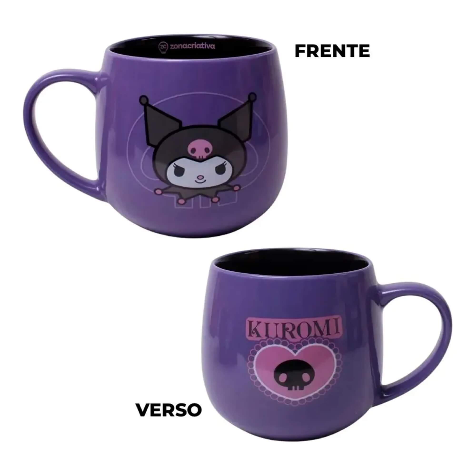 Caneca Maggie 400ml em Cerâmica Kuromi Coração Zona Criativa - 10026423