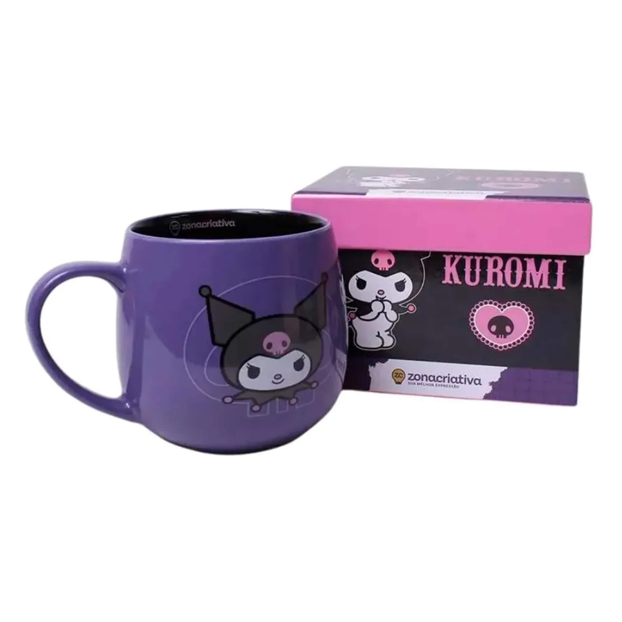 Caneca Maggie 400ml em Cerâmica Kuromi Coração Zona Criativa - 10026423