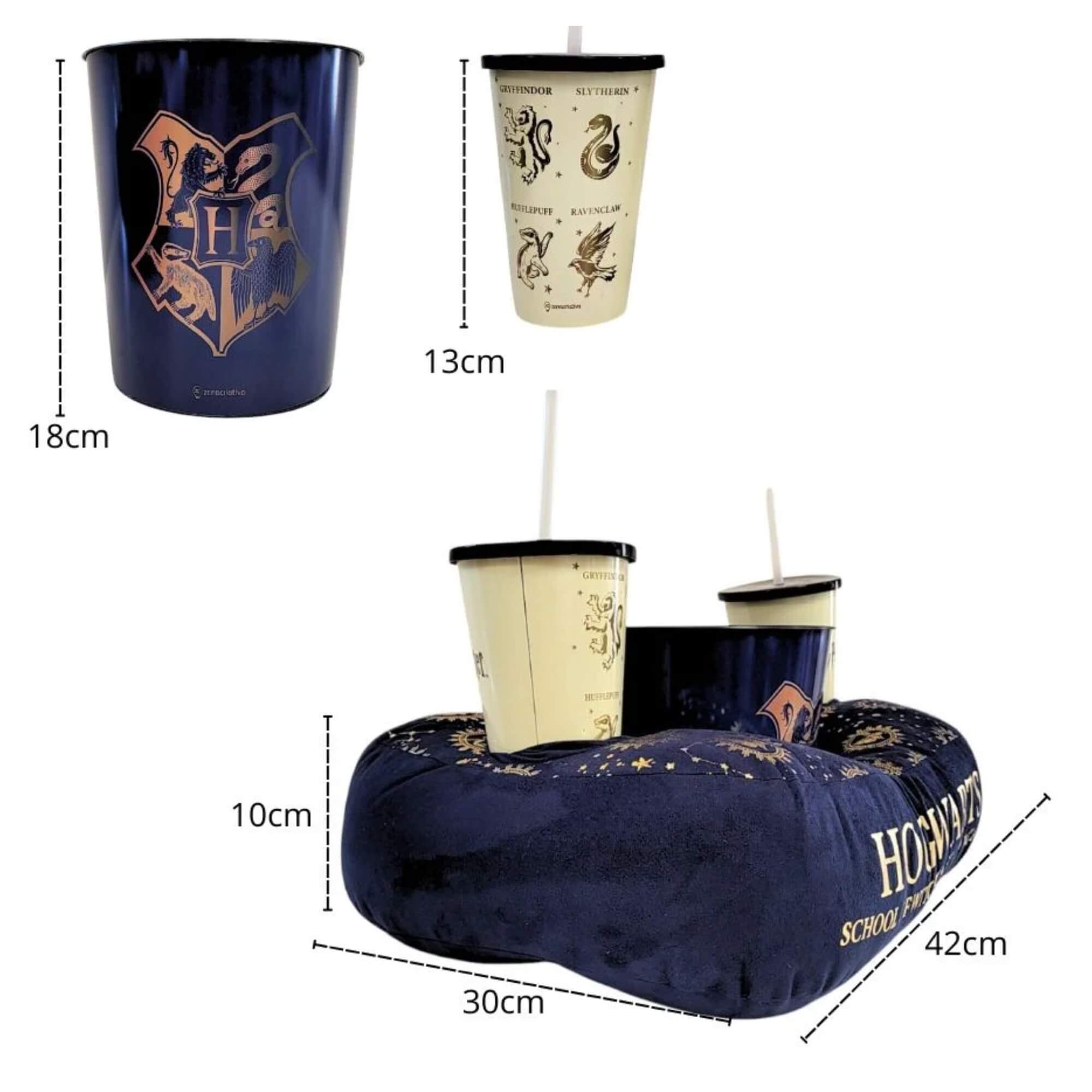 Kit Almofada Pipoca Fibra Suede Harry Potter Casas Zona Criativa - 10065407