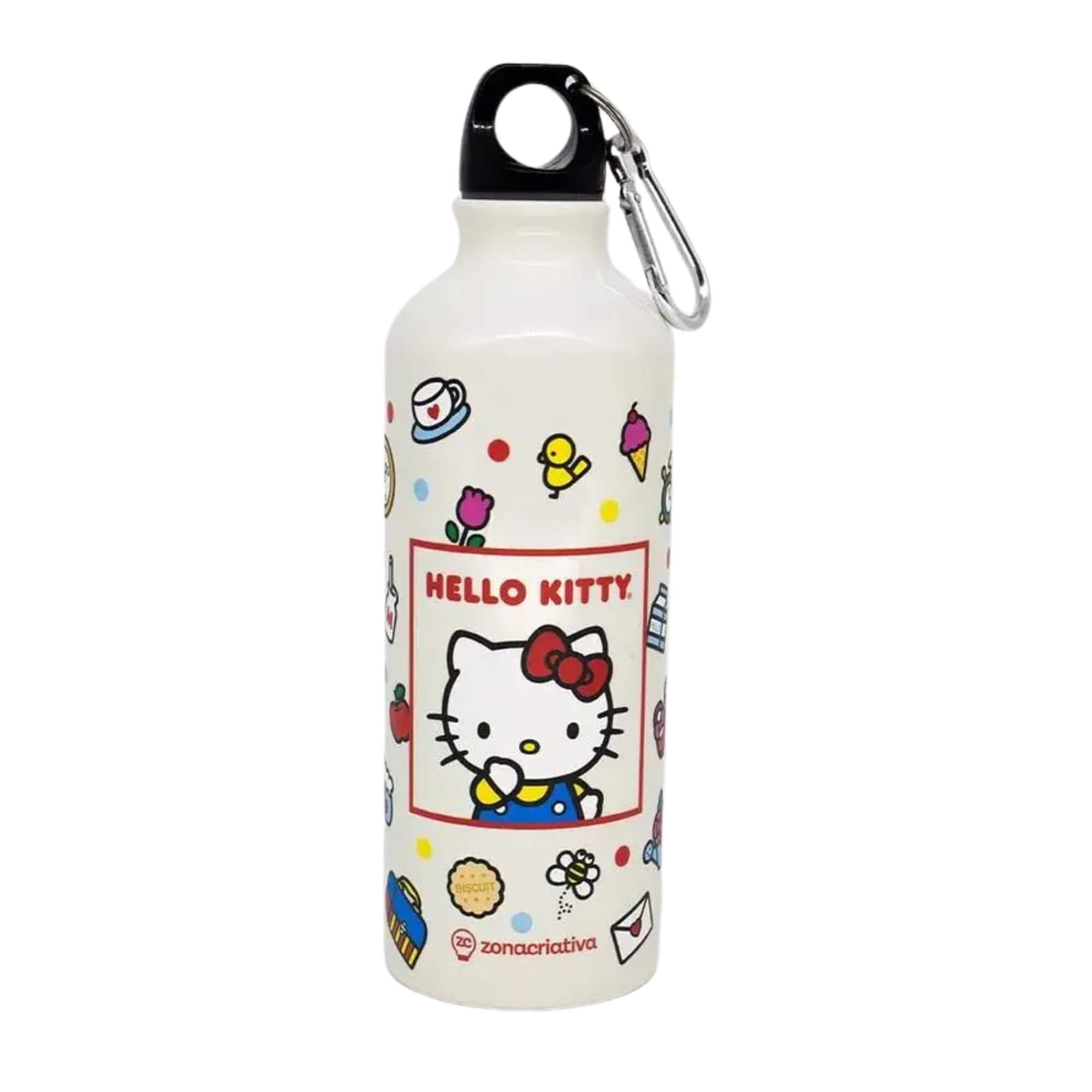 Garrafa de Alumínio 500ml c/ Mosquetão Hello Kitty Zona Criativa - 10073073