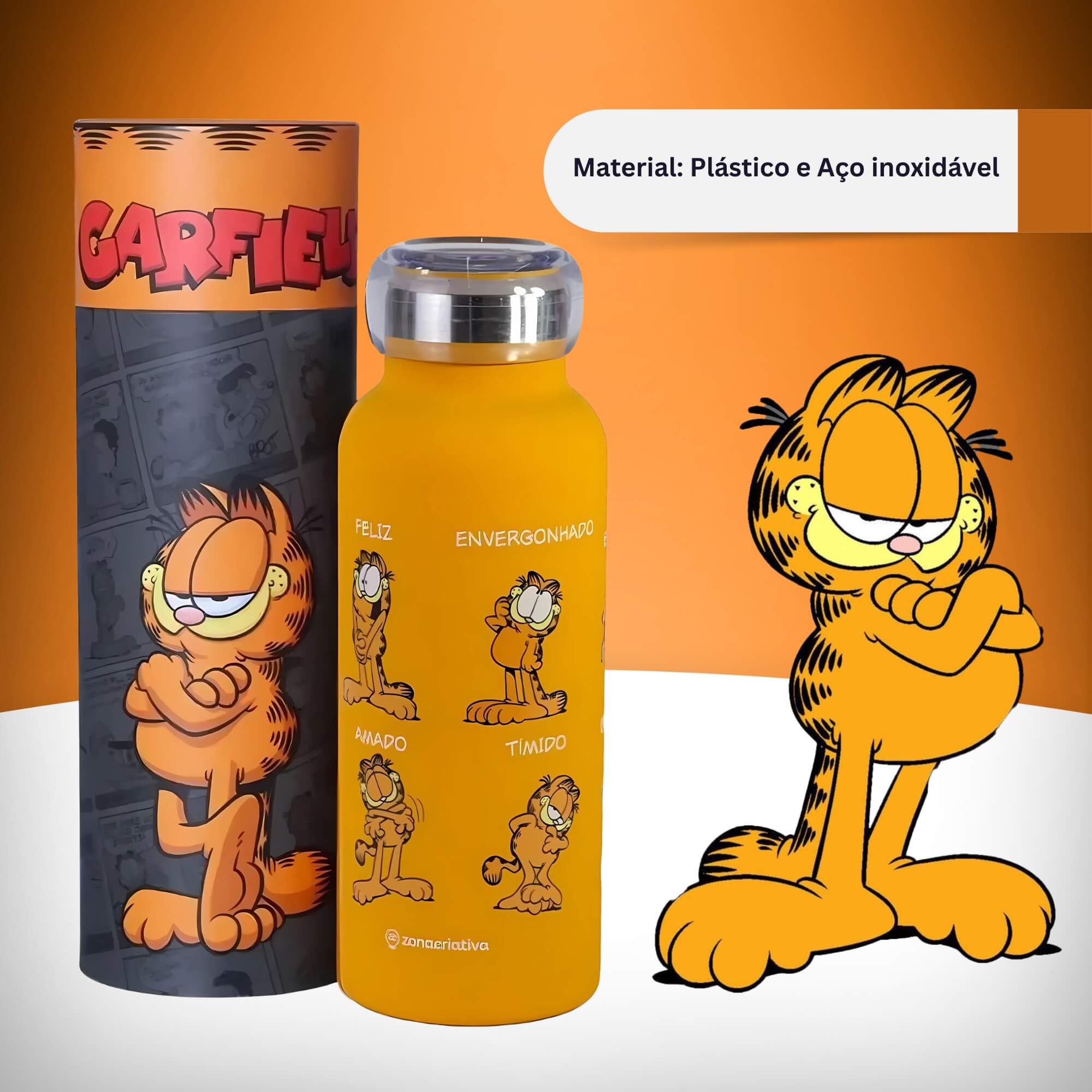 Garrafa Bubble 500ml Garfield Expressões Zona Criativa - 10073281