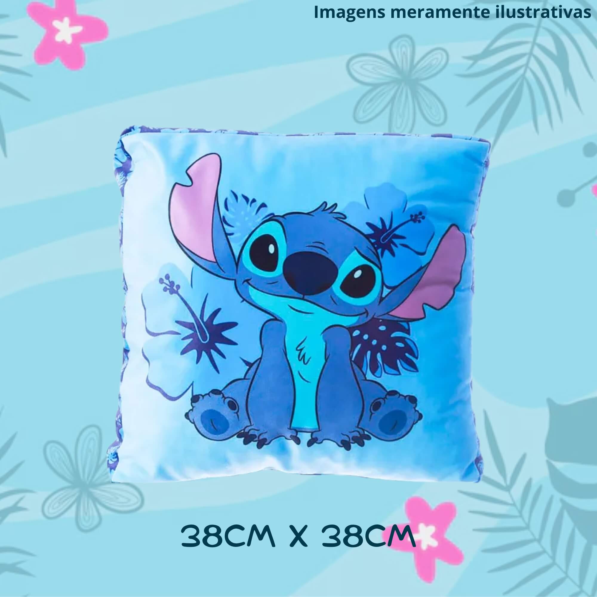 Kit Almofada + Manta Stitch Disney Poliéster / Fibra Zona Criativa - 10140899
