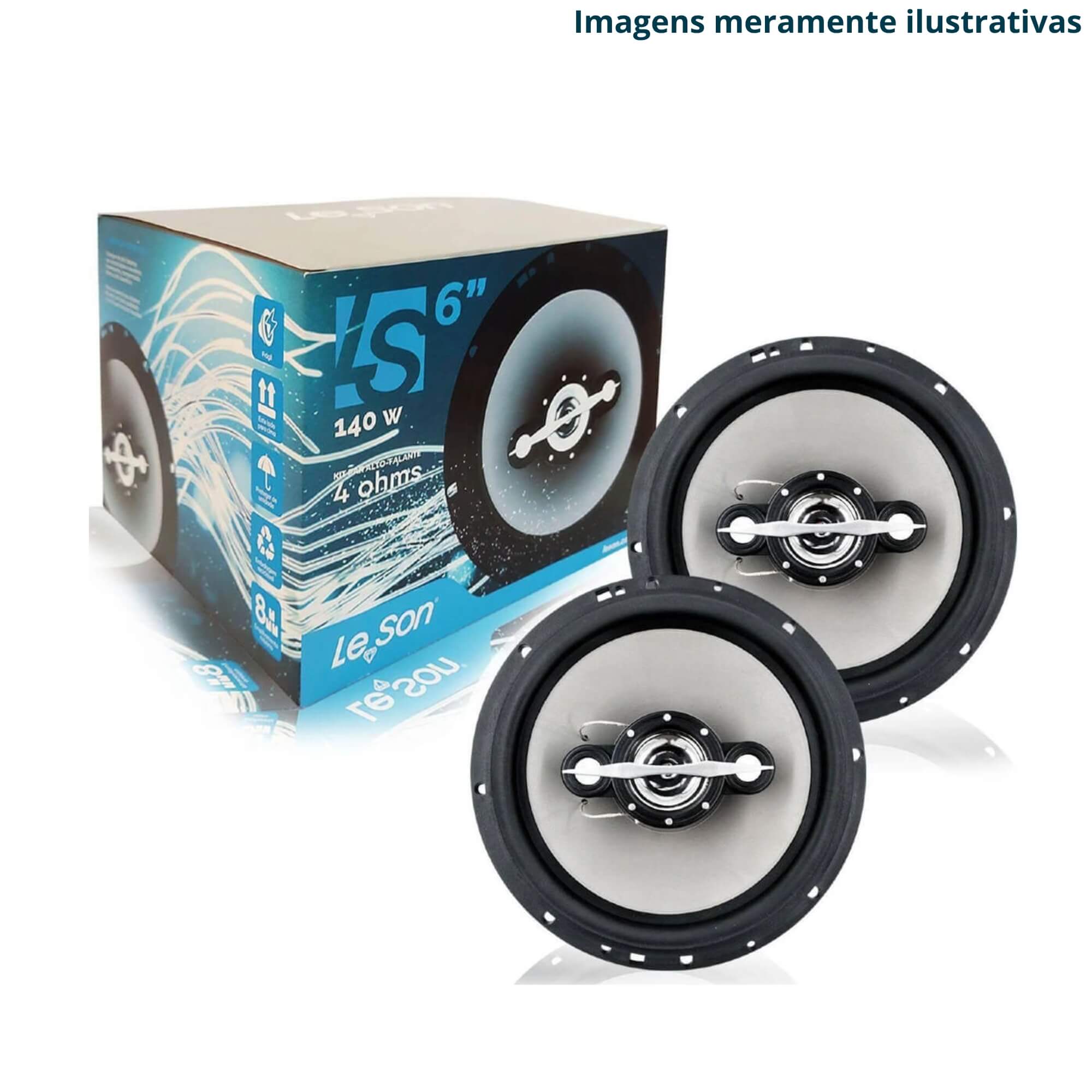 COMP Kit Gol G2 G4 4p Alto Falantes 6" 70W RMS Cada + Aros Adaptadores