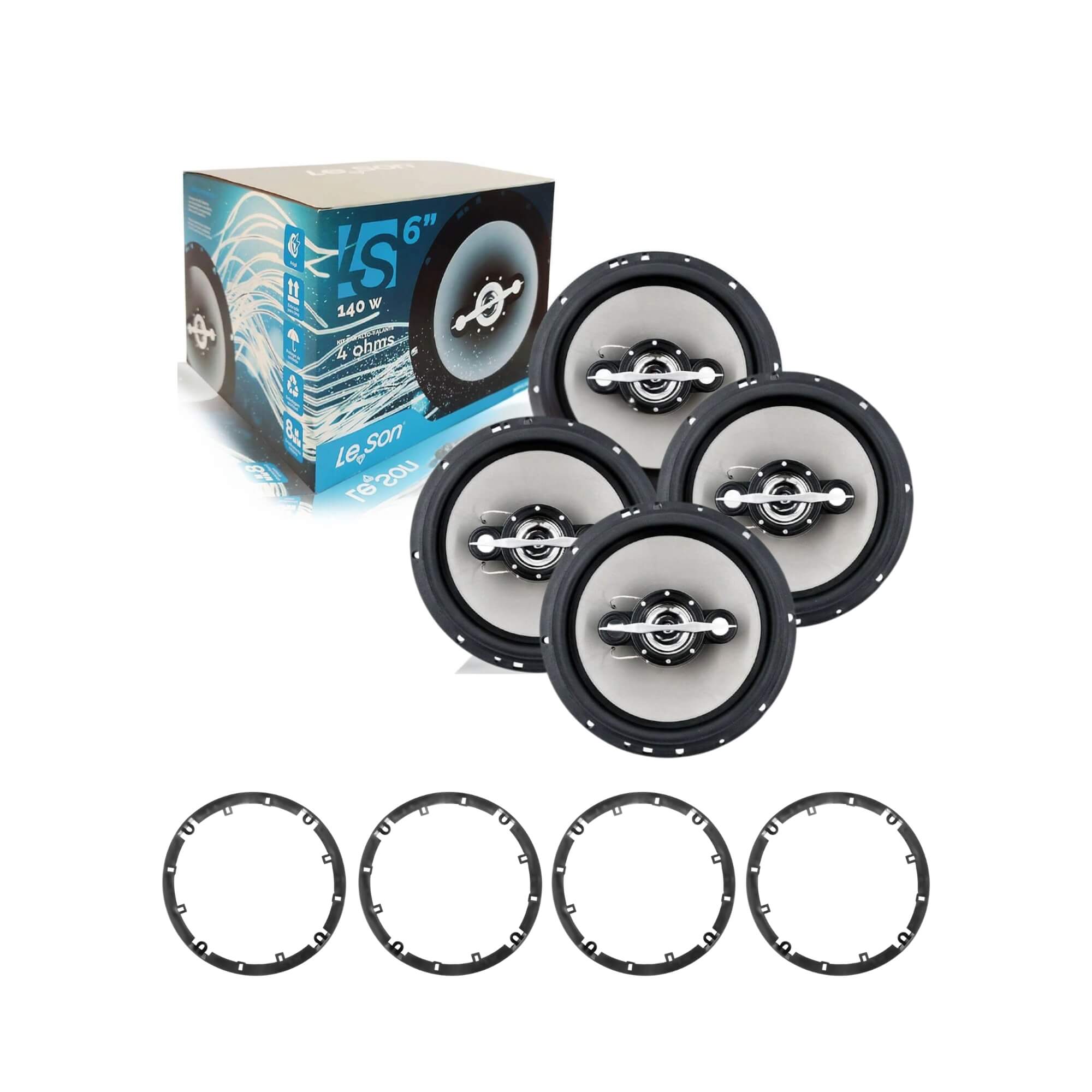 VAR Kit Alto Falante Som Automotivo + Aro Adaptador Leson Escolha o Carro Carro:Fox