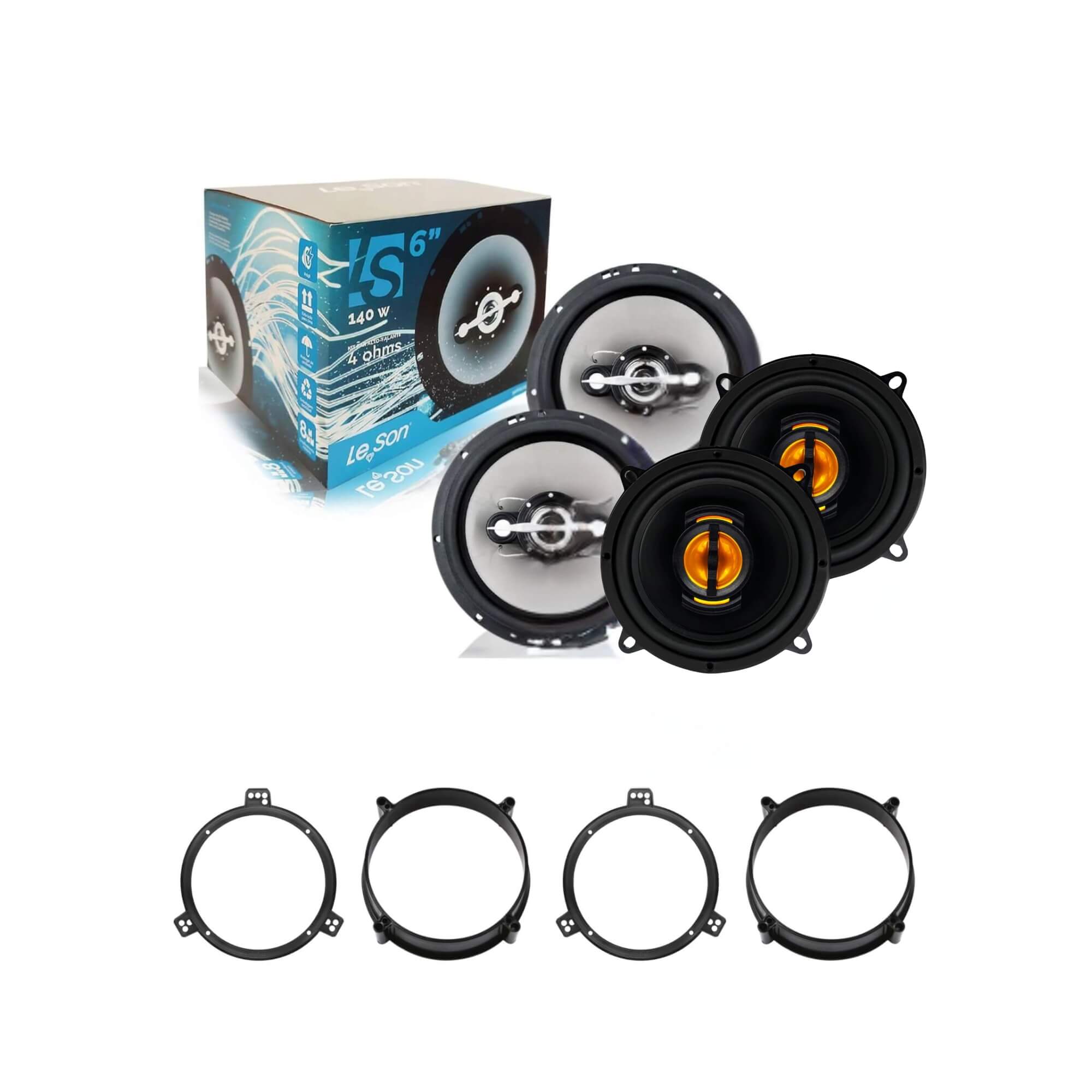 VAR Kit Alto Falante Som Automotivo + Aro Adaptador Leson Escolha o Carro Carro:Gol G5/G6/G7 4 Portas