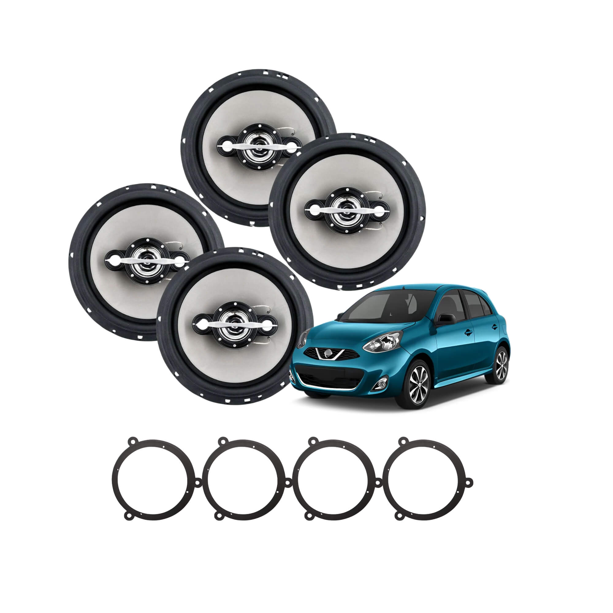 VAR Kit Alto Falante Som Automotivo + Aro Adaptador Leson Escolha o Carro Carro:March