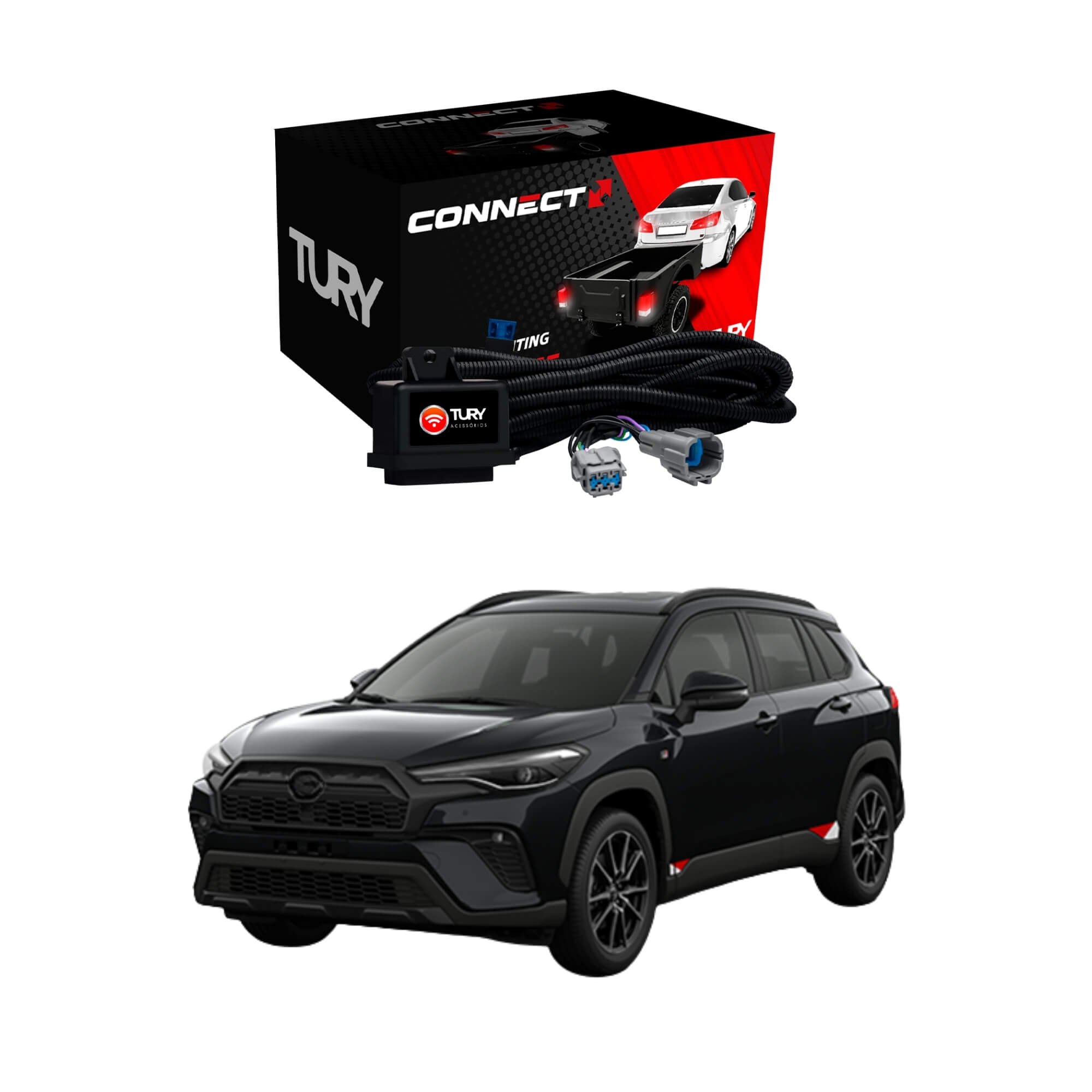 Módulo de Proteção Elétrica para Engate compatível c/ Corolla Cross 2024 Tury - CONNECT5.1DR