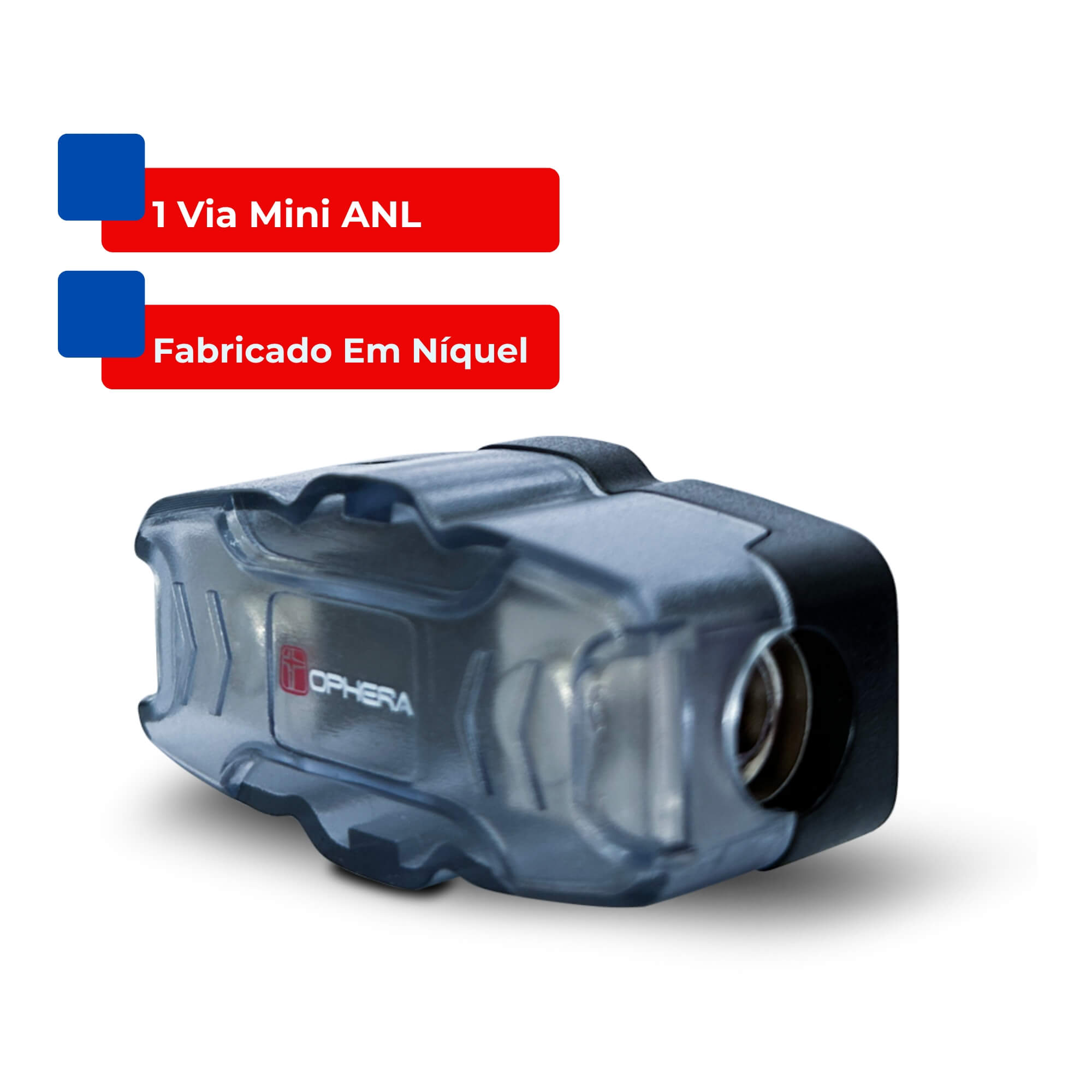 Porta Fusível 1 Via Mini 4/8AWG Niquel ANL Ophera - 6676