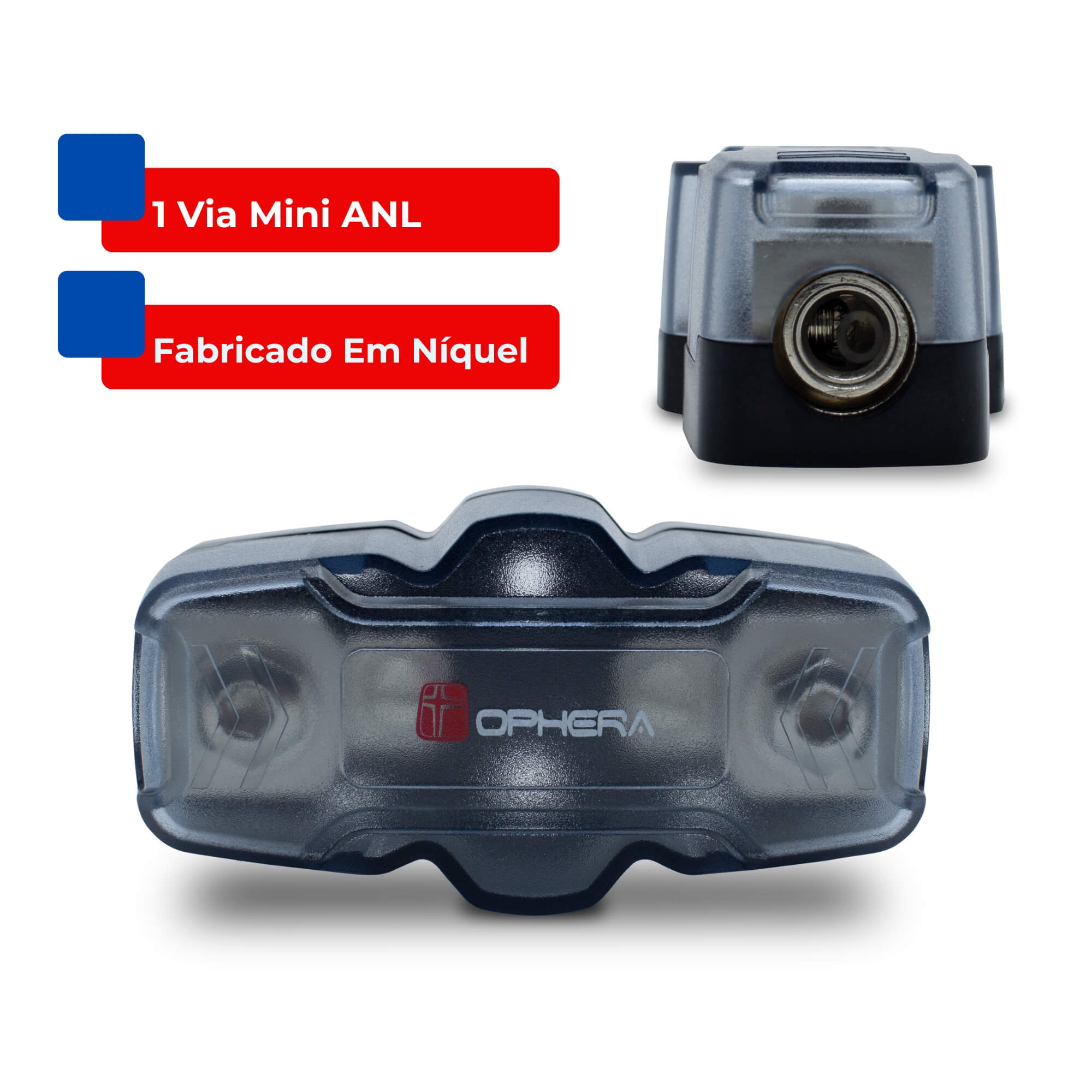 Porta Fusível 1 Via 0/4AWG Niquel Mini ANL Ophera - 5443