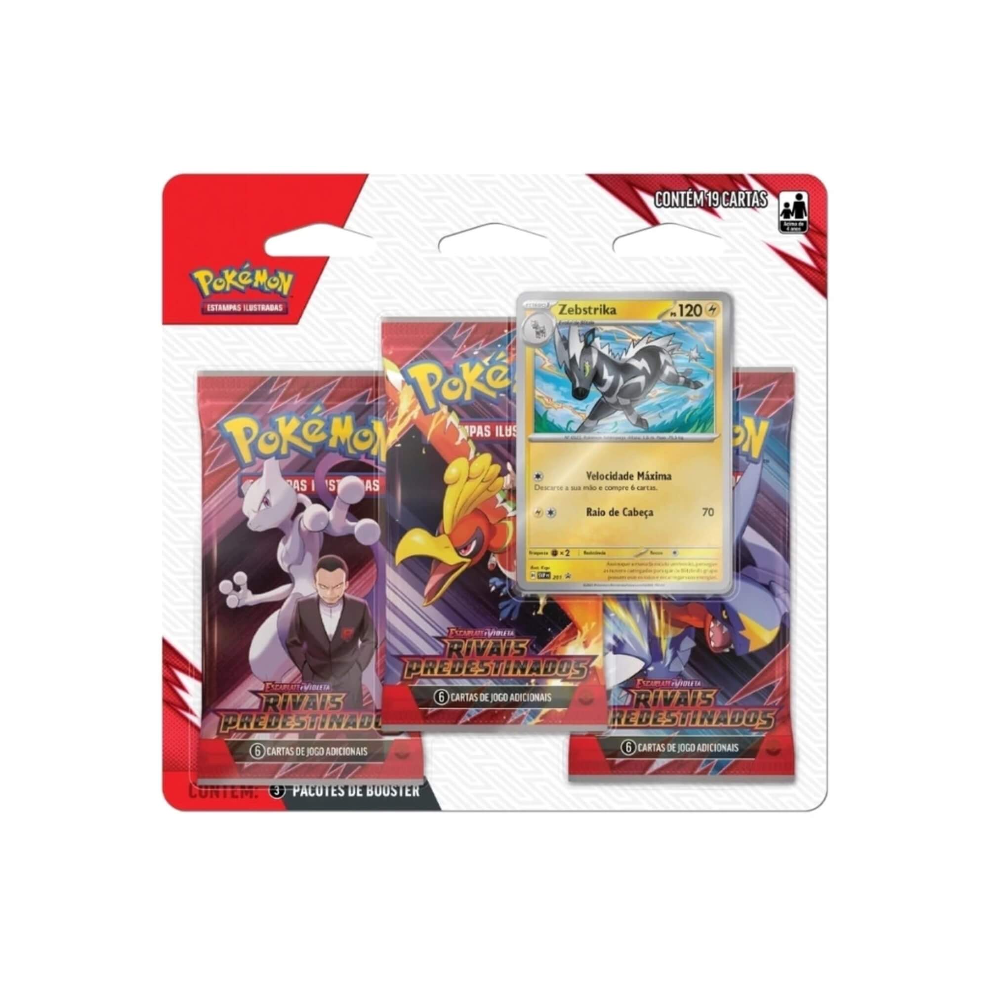 Pokemon 2x Blister Triplo EV10 Rivais Predestinados Zebstrika e Kangaskhan Copag - 35559