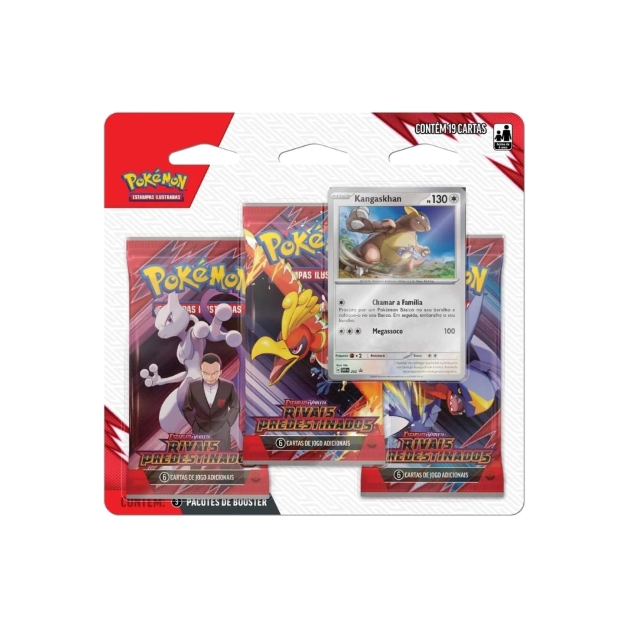 Pokemon 2x Blister Triplo EV10 Rivais Predestinados Zebstrika e Kangaskhan Copag - 35559