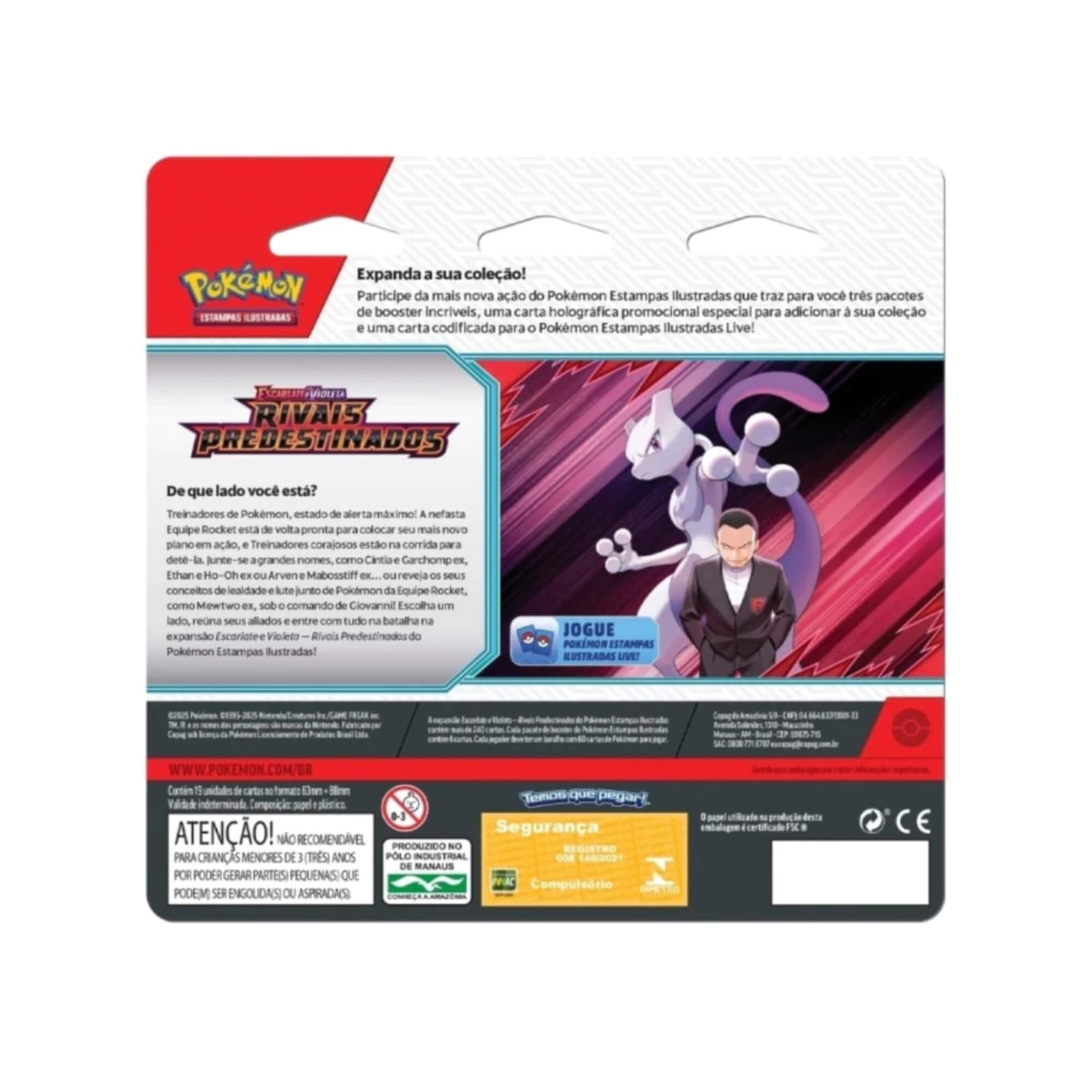 Pokemon 2x Blister Triplo EV10 Rivais Predestinados Zebstrika e Kangaskhan Copag - 35559