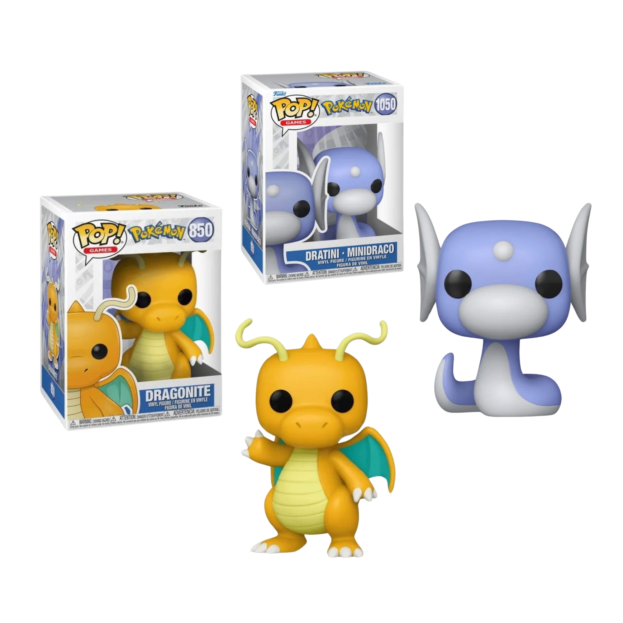 COMP Kit Funko Pop Pokemon Dragonite e Dratini Evolução - Candide