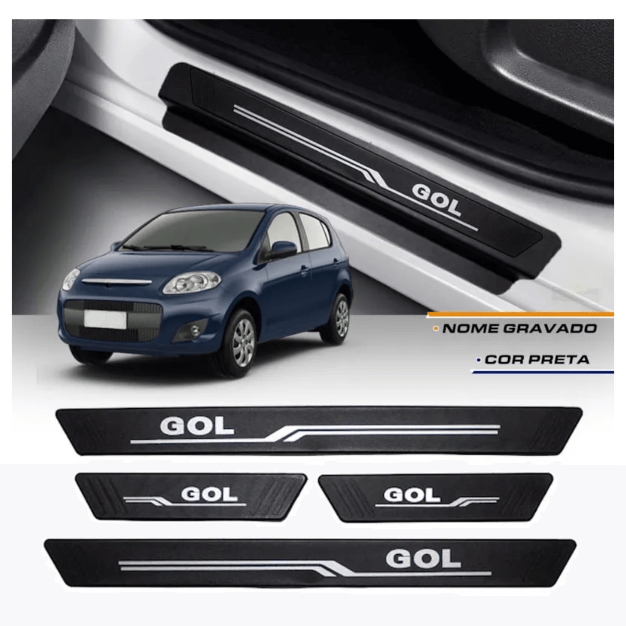 Soleira Preta 4 Portas Gol 2008 4 Peças Grid - S8073AC-PTO-I