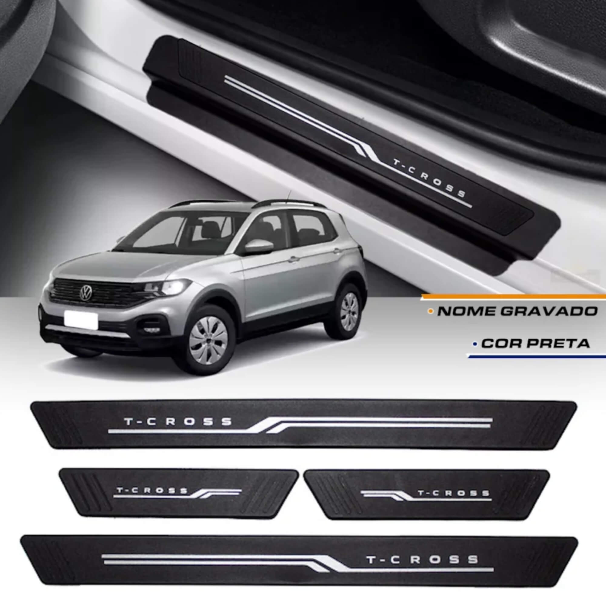 Soleira Preta 4 Portas T-Cross A partir de 2018 4 Peças Grid - S8078AC-PTO-I