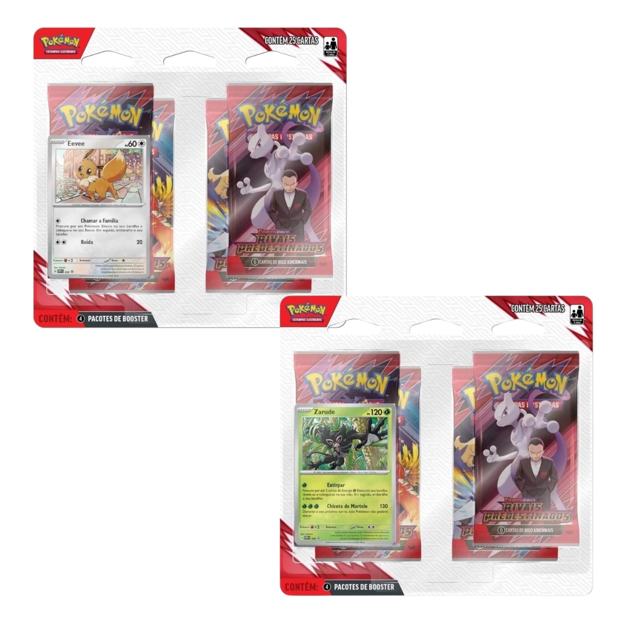 Pokemon 2x Blister Quadruplo EV10 - Rivais Predestinados Zarude e Eevee Copag - 35561