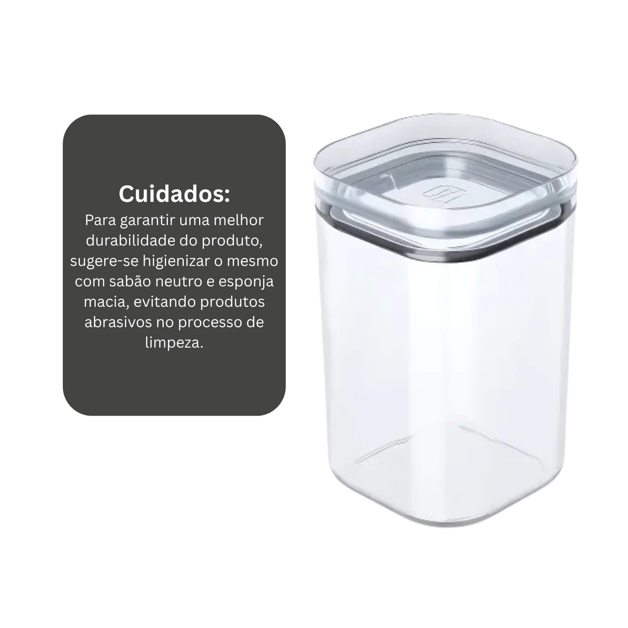 Pote Organizador Hermético 1 Litro com Tampa Transparente UZ Utilidades - UZ1312-TR